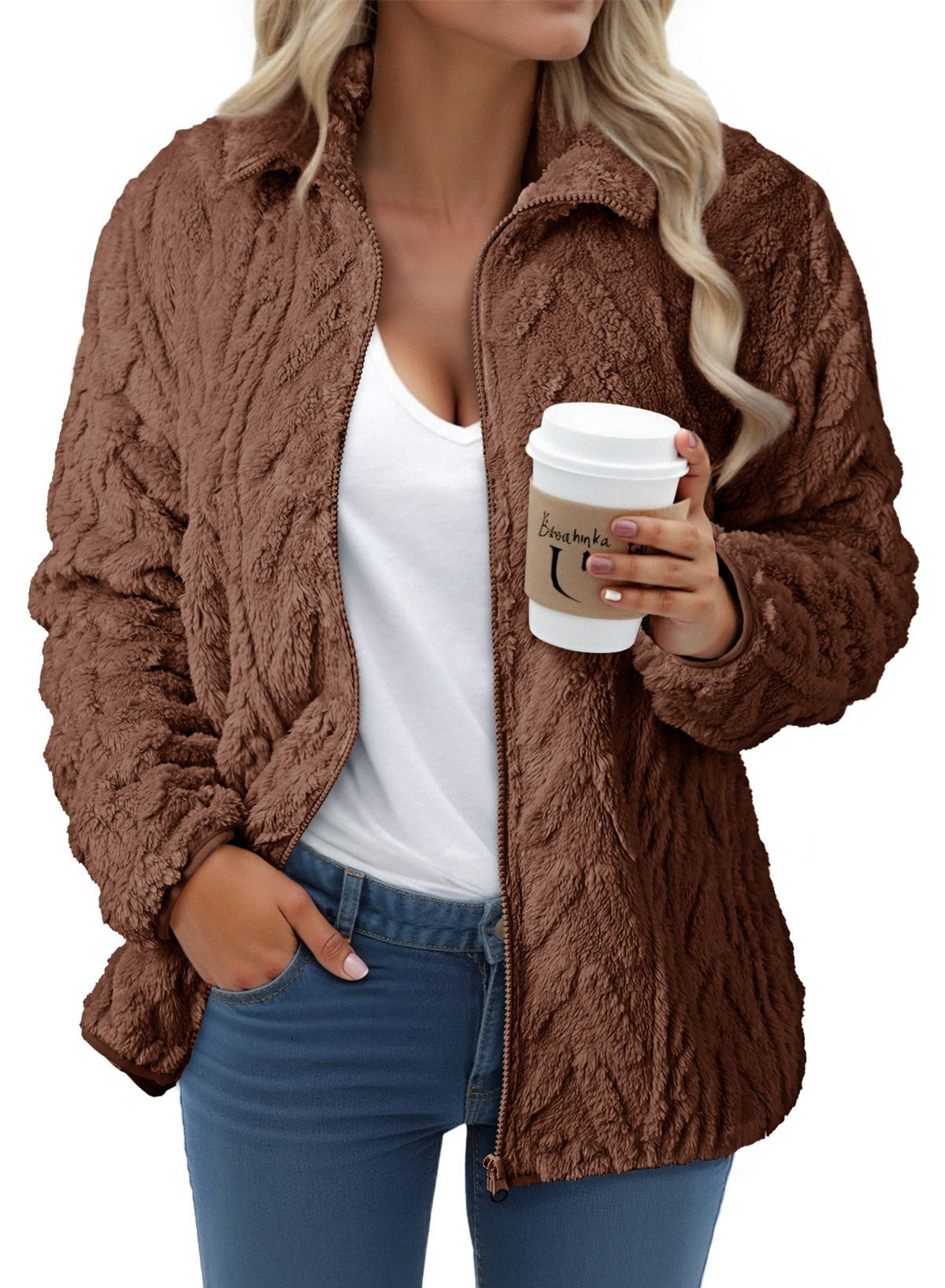 Dokotoo Winter Fleece Jacket for Women 2026 Zipper Casual Coat with Pockets