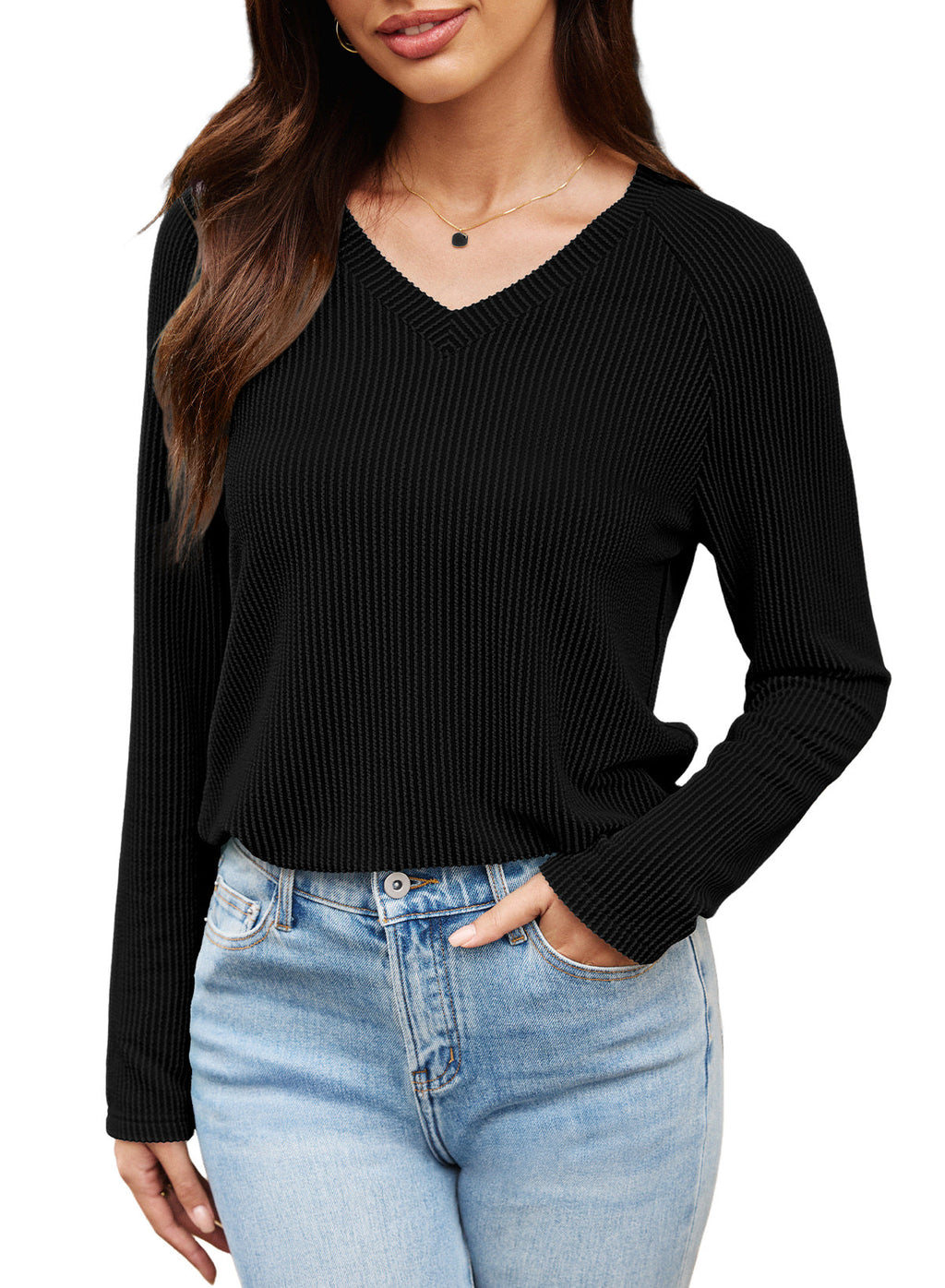 Dokotoo Spring Tops for Women 2026 Long Sleeve Ribbed Knit Teacher Shirts