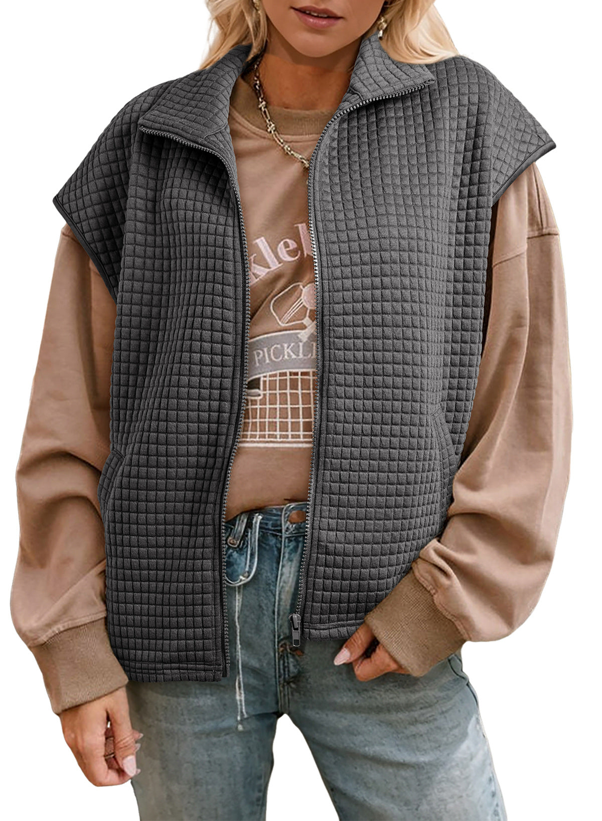 Dokotoo Womens Vest Tops 2026 Fall Cap Sleeve Waffle Knit Vests