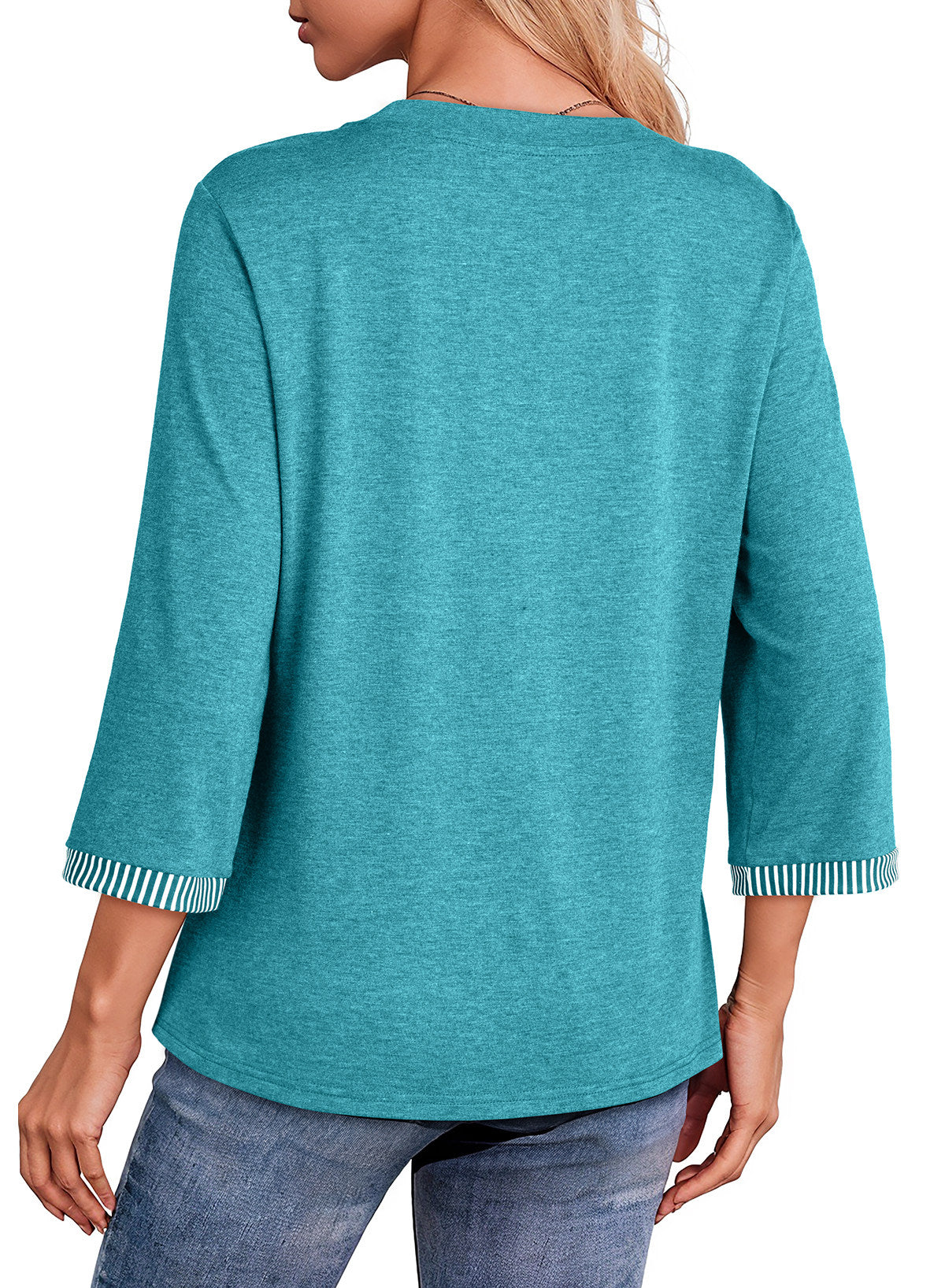 Dokotoo Womens Tops Fall 3/4 Length Sleeve Fashion Solid T-Shirts