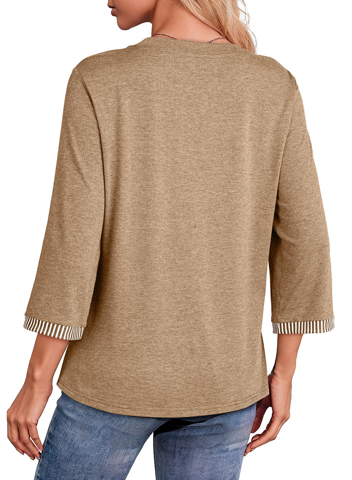 Dokotoo Womens Tops Fall 3/4 Length Sleeve Fashion Solid T-Shirts