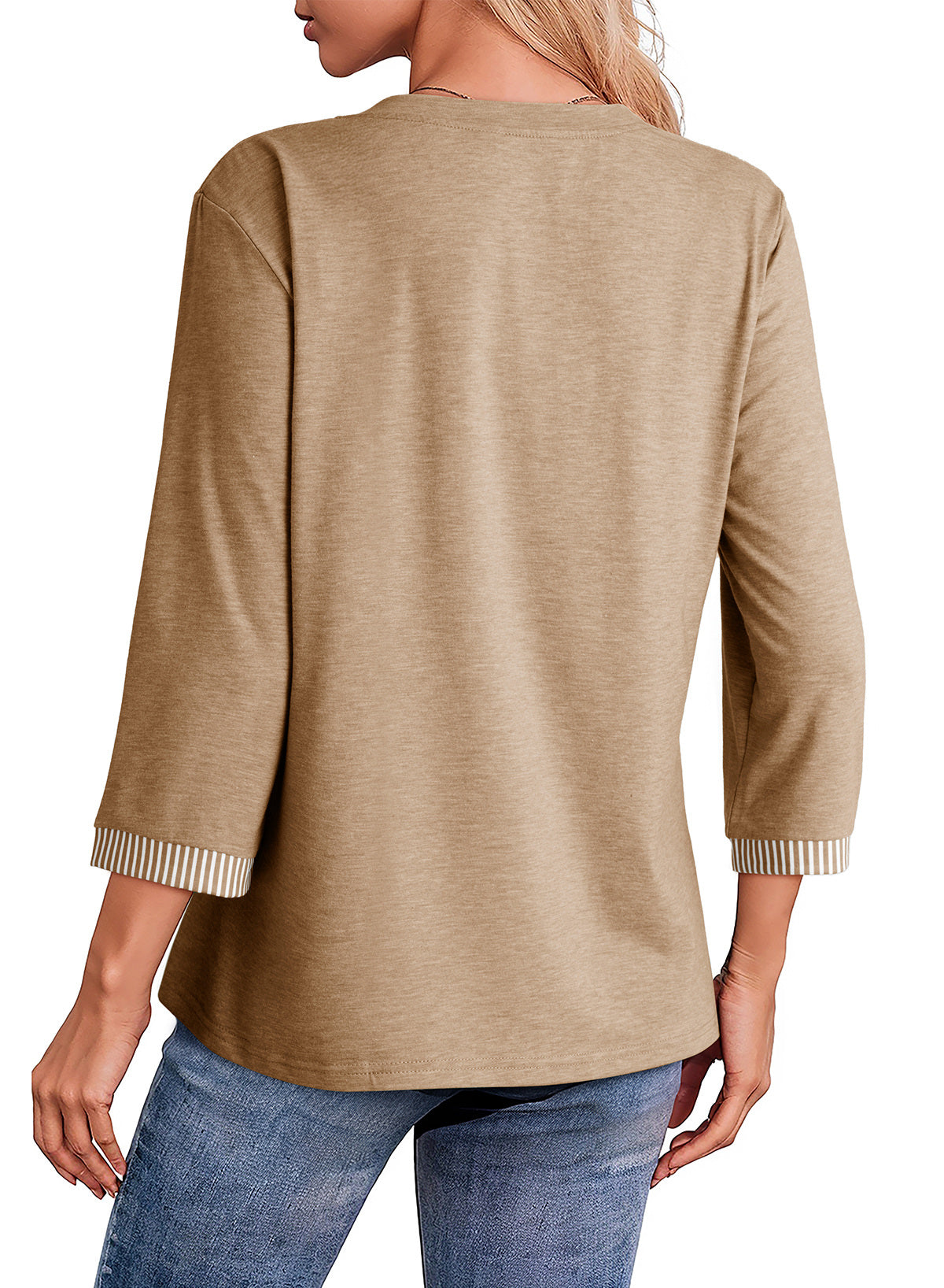 Dokotoo Womens Tops Fall 3/4 Length Sleeve Fashion Solid T-Shirts