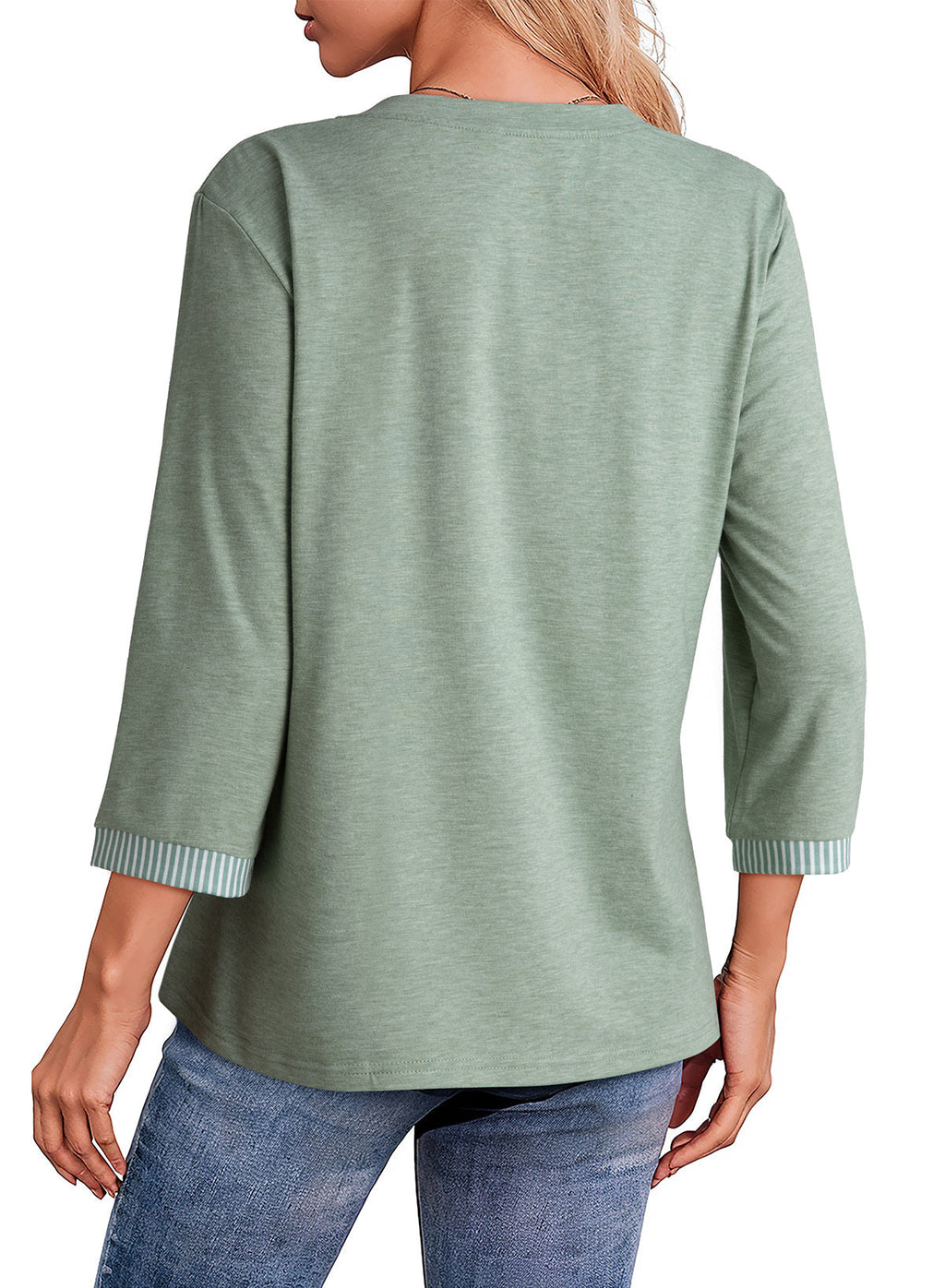Dokotoo Womens Tops Fall 3/4 Length Sleeve Fashion Solid T-Shirts