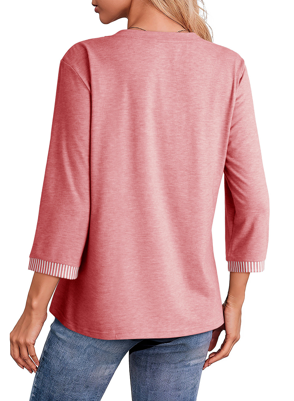 Dokotoo Womens Tops Fall 3/4 Length Sleeve Fashion Solid T-Shirts