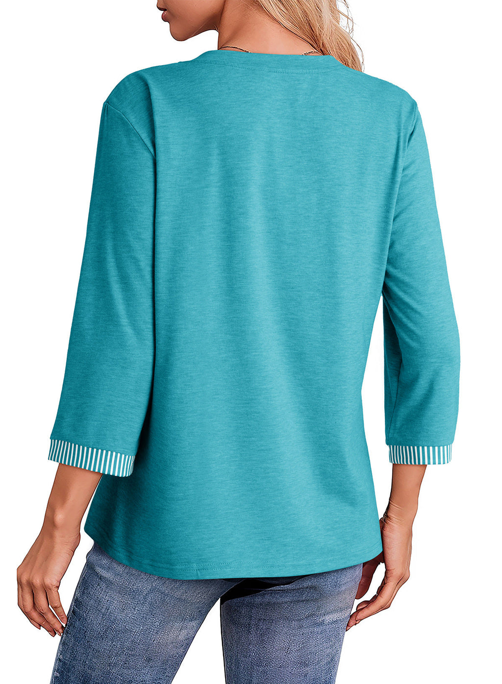 Dokotoo Womens Tops Fall 3/4 Length Sleeve Fashion Solid T-Shirts