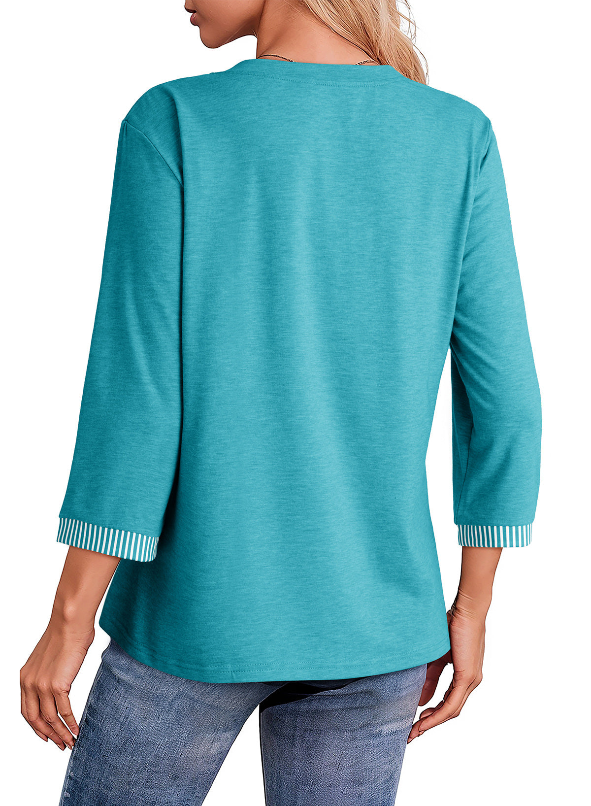 Dokotoo Womens Tops Fall 3/4 Length Sleeve Fashion Solid T-Shirts