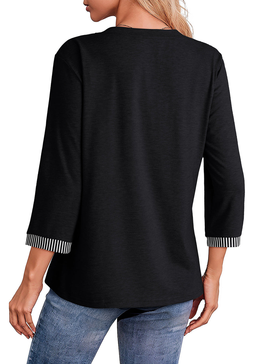 Dokotoo Womens Tops Fall 3/4 Length Sleeve Fashion Solid T-Shirts