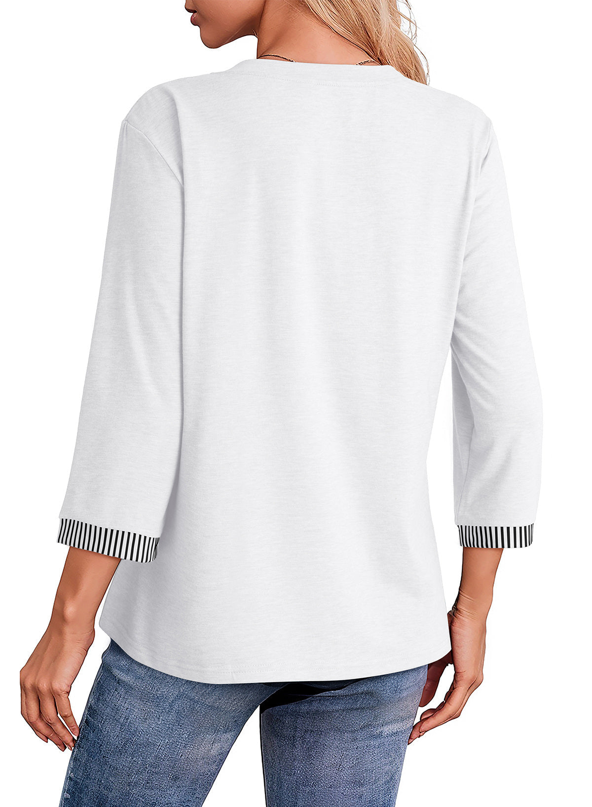 Dokotoo Womens Tops Fall 3/4 Length Sleeve Fashion Solid T-Shirts