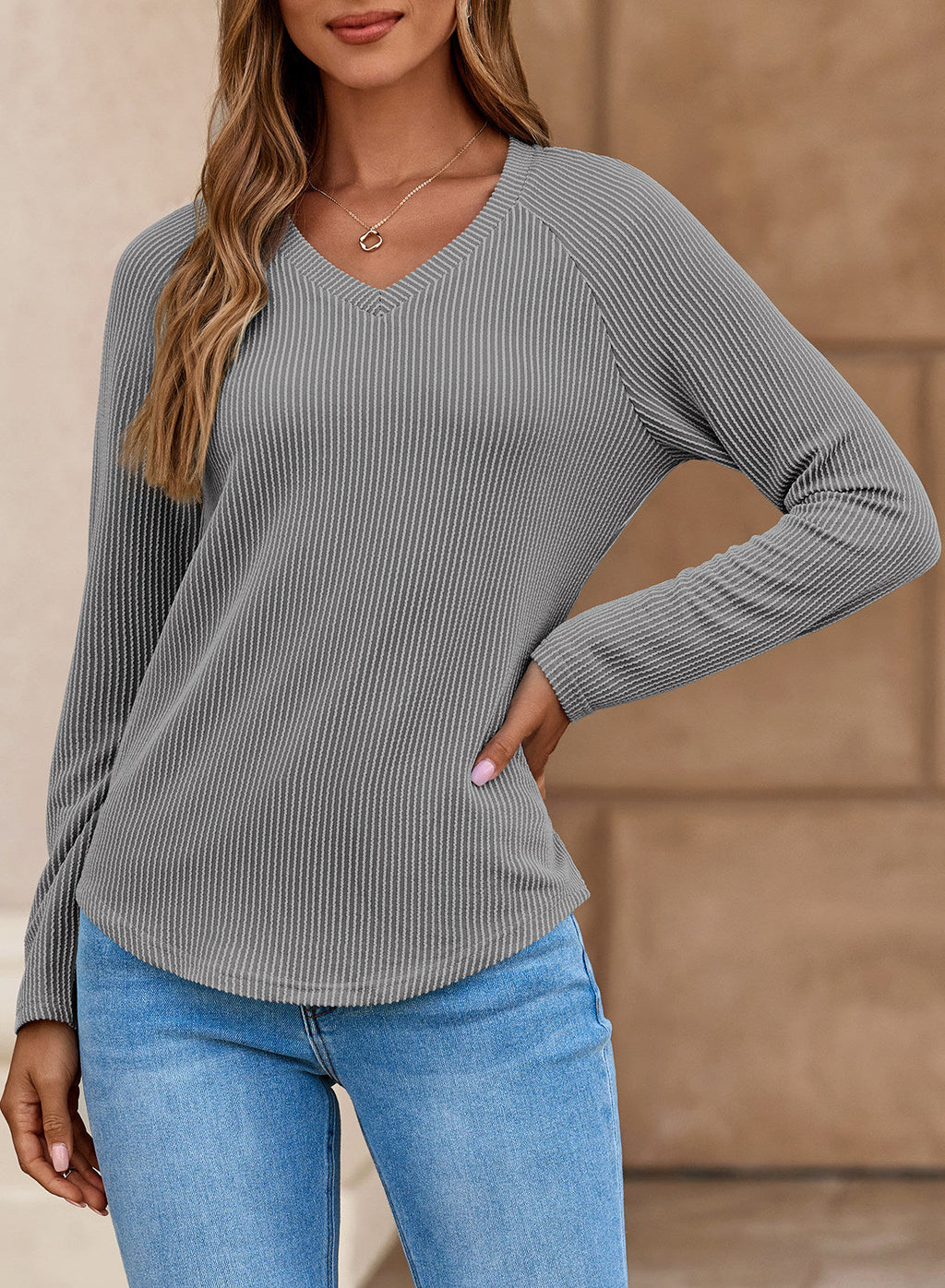 Dokotoo Spring Tops for Women 2026 Long Sleeve Ribbed Knit Teacher Shirts
