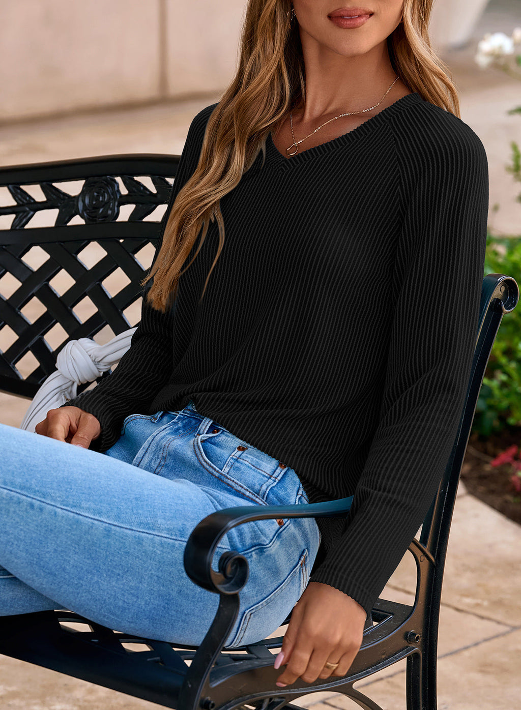 Dokotoo Spring Tops for Women 2026 Long Sleeve Ribbed Knit Teacher Shirts