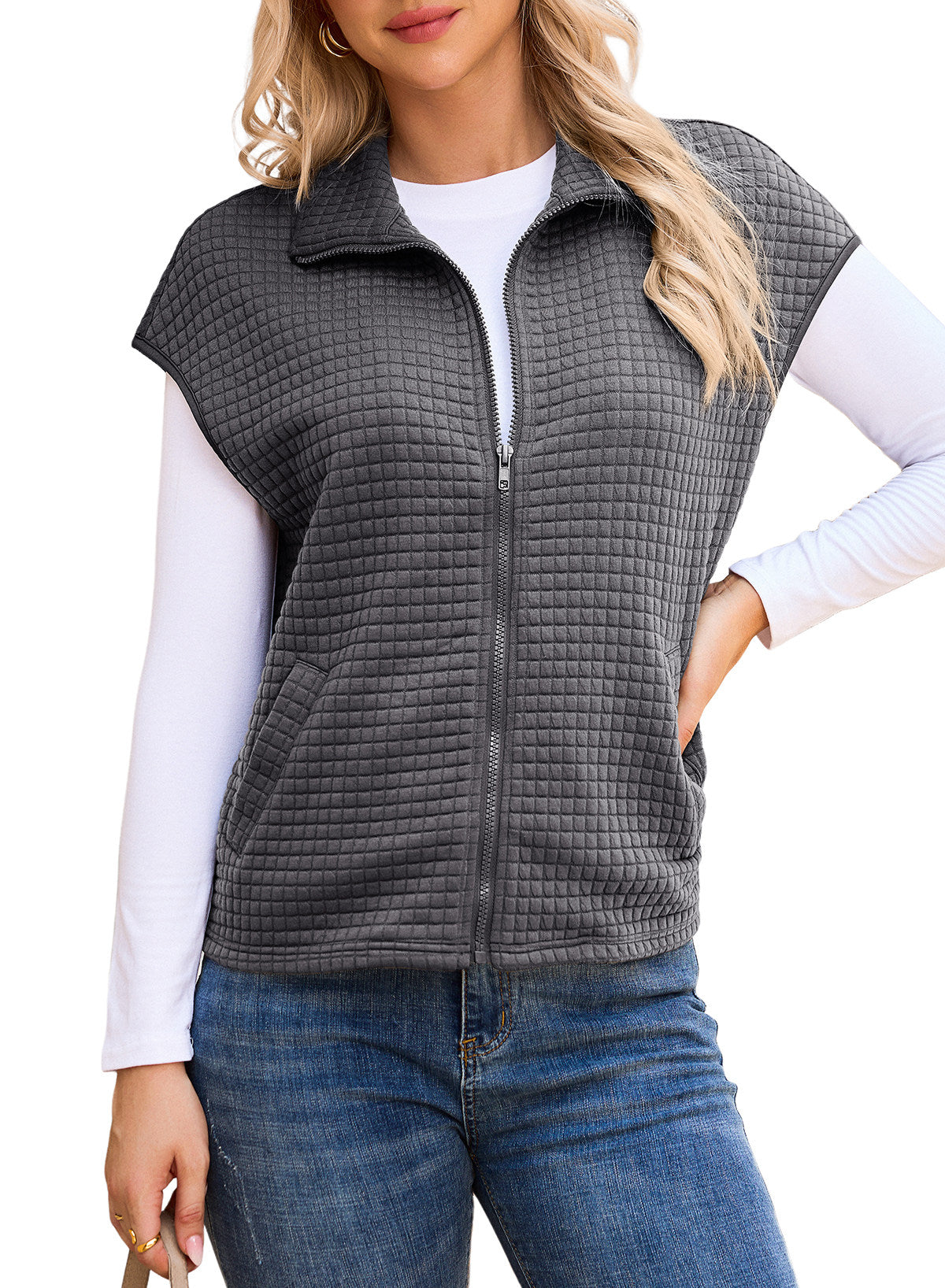 Dokotoo Womens Vest Tops 2026 Fall Cap Sleeve Waffle Knit Vests