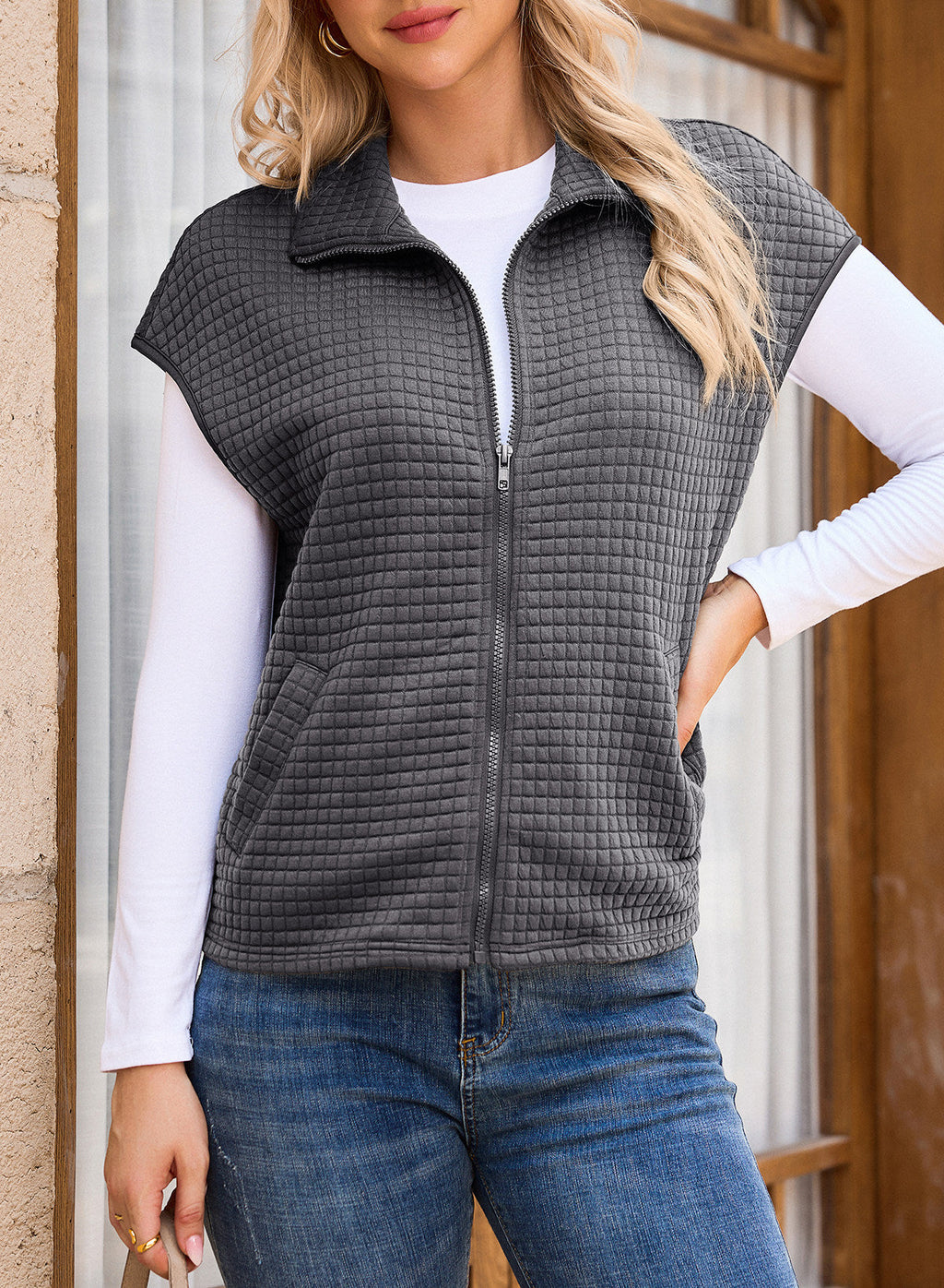 Dokotoo Womens Vest Tops 2026 Fall Cap Sleeve Waffle Knit Vests