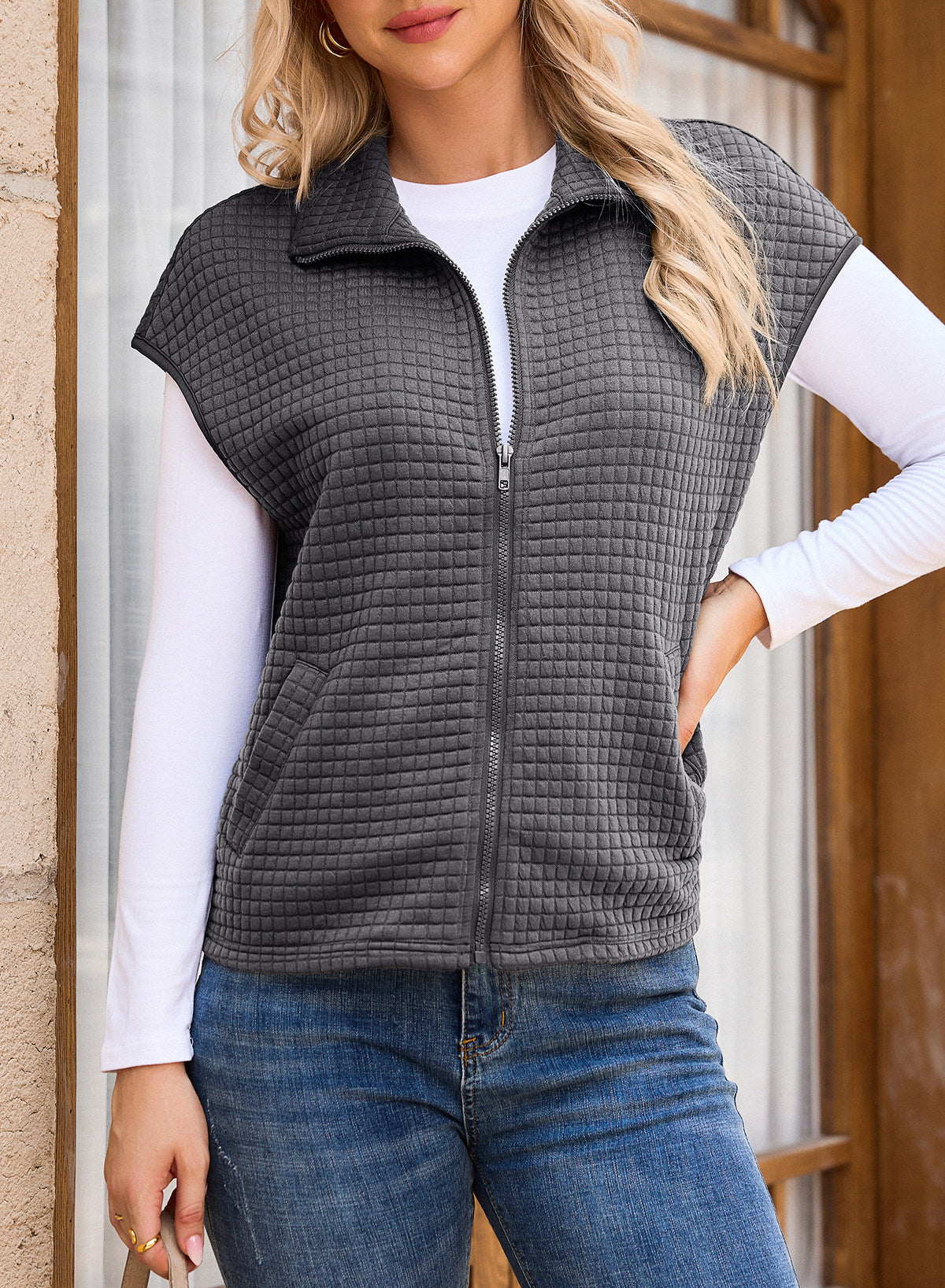 Dokotoo Womens Vest Tops 2026 Fall Cap Sleeve Waffle Knit Vests
