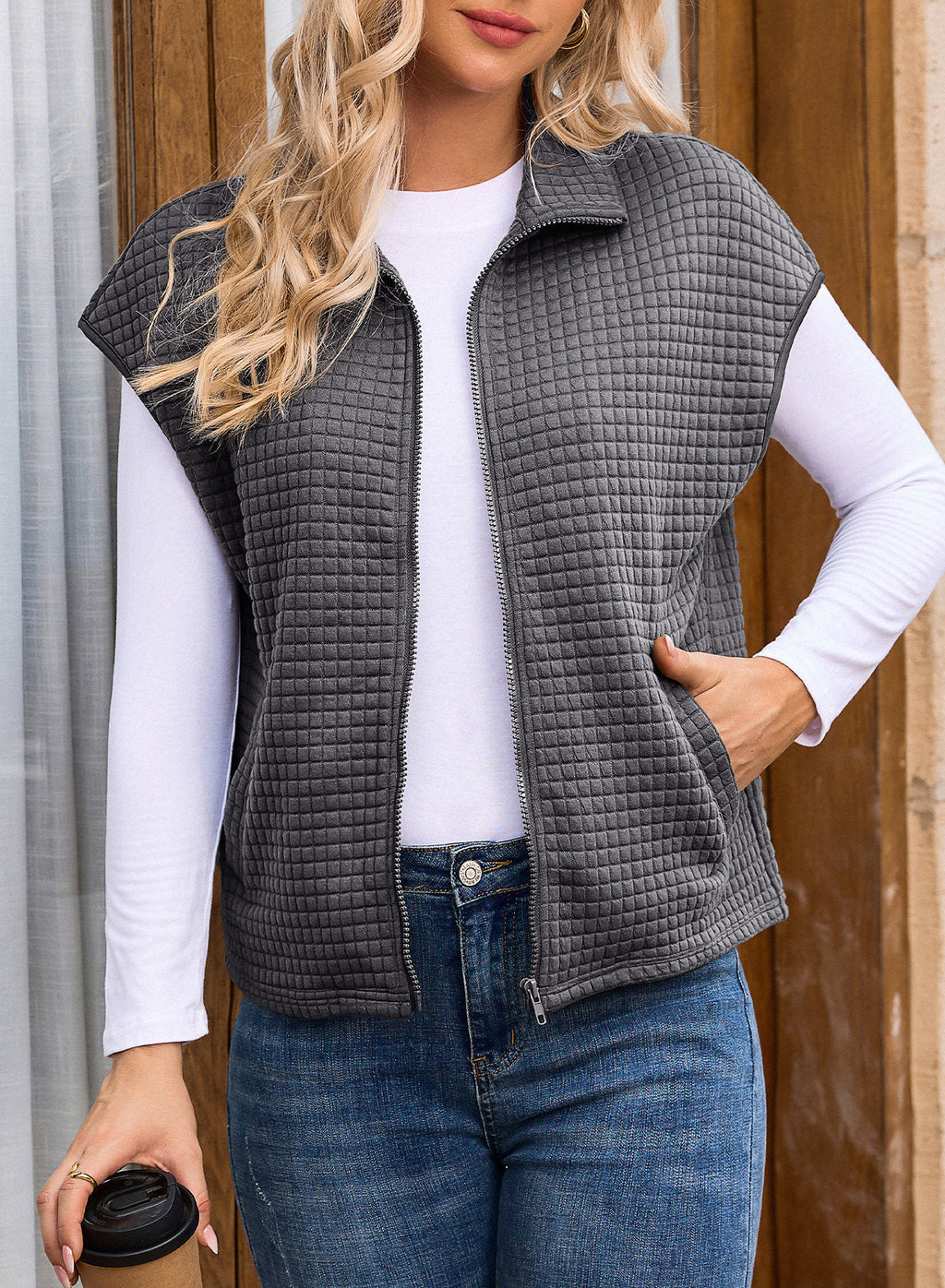 Dokotoo Womens Vest Tops 2026 Fall Cap Sleeve Waffle Knit Vests