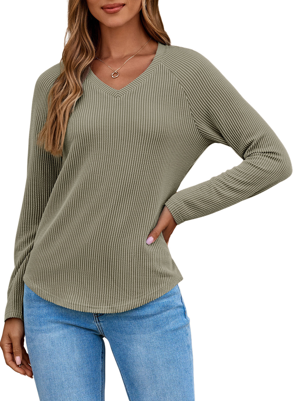 Dokotoo Spring Tops for Women 2026 Long Sleeve Ribbed Knit Teacher Shirts