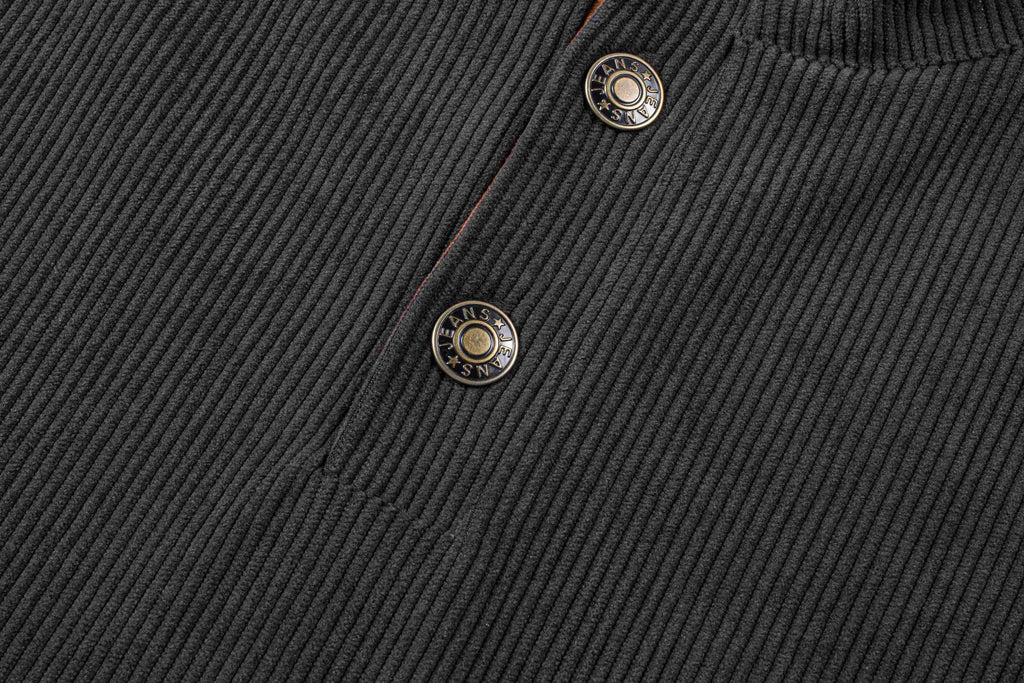 Dokotoo Men Men's Corduroy Sweatshirt Casual Long Sleeve Stand Collar Knitted Pullover Button Sweaters with Pockets