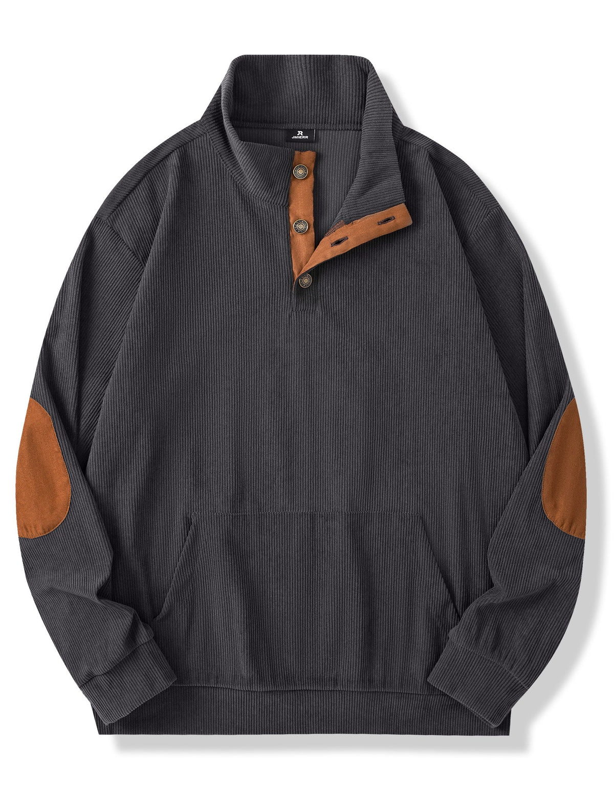 Dokotoo Men Men's Corduroy Sweatshirt Casual Long Sleeve Stand Collar Knitted Pullover Button Sweaters with Pockets