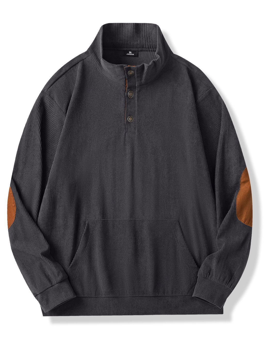 Dokotoo Men Men's Corduroy Sweatshirt Casual Long Sleeve Stand Collar Knitted Pullover Button Sweaters with Pockets