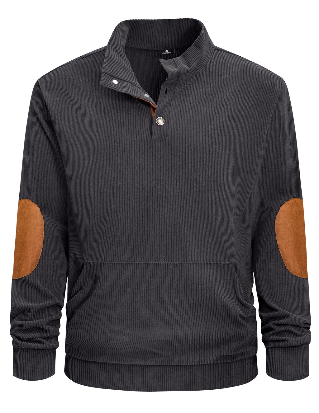 Dokotoo Men Men's Corduroy Sweatshirt Casual Long Sleeve Stand Collar Knitted Pullover Button Sweaters with Pockets