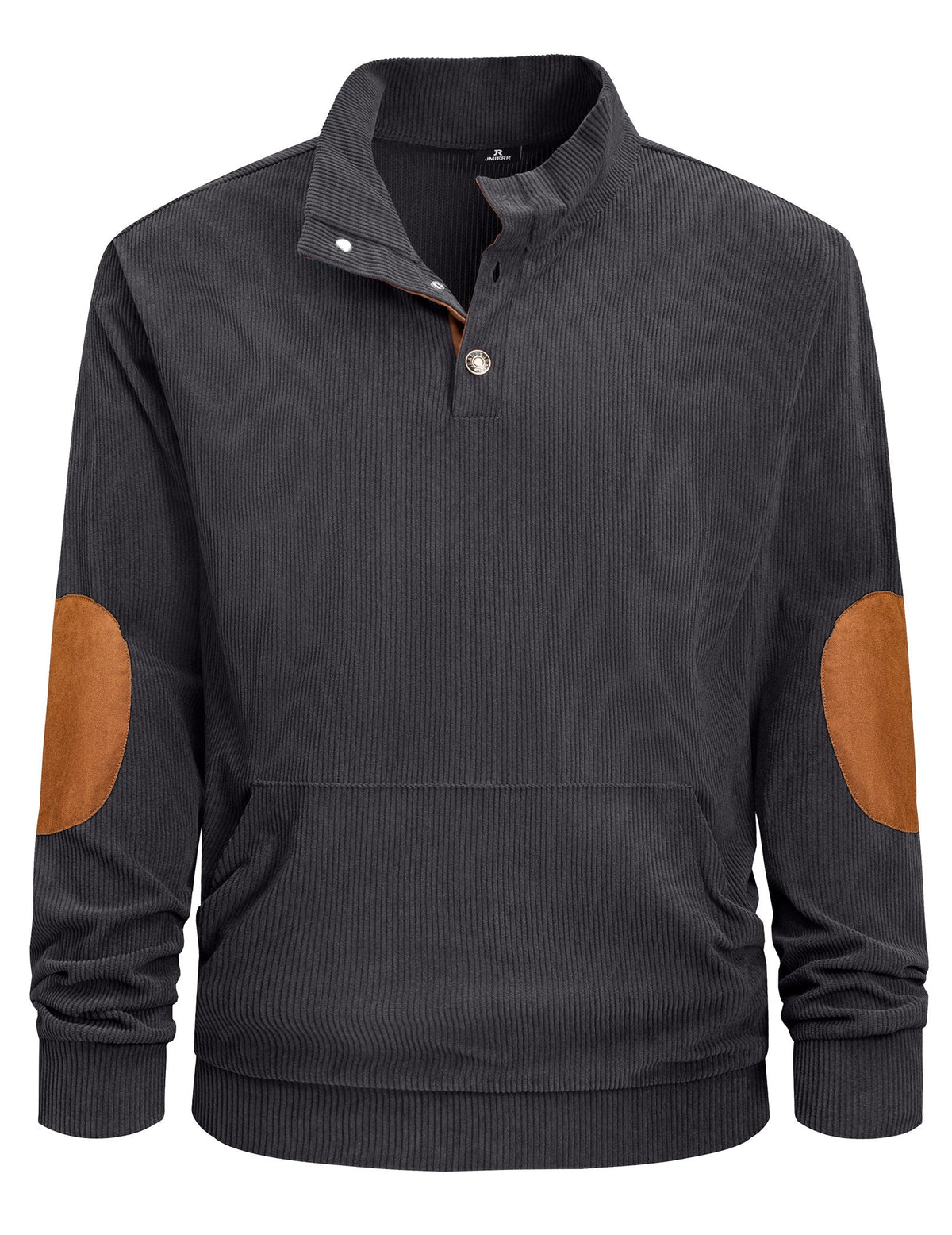 Dokotoo Men Men's Corduroy Sweatshirt Casual Long Sleeve Stand Collar Knitted Pullover Button Sweaters with Pockets