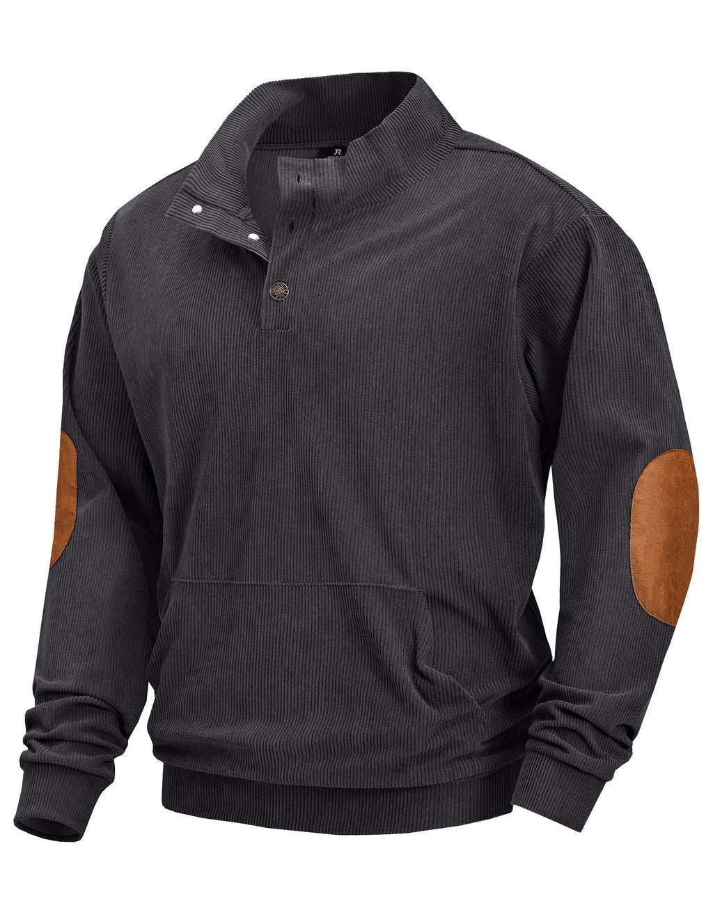Dokotoo Men Men's Corduroy Sweatshirt Casual Long Sleeve Stand Collar Knitted Pullover Button Sweaters with Pockets