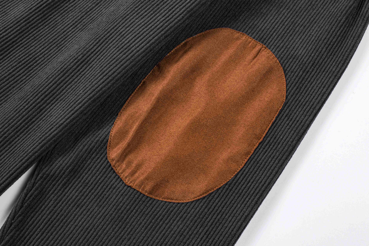 Dokotoo Men Men's Corduroy Sweatshirt Casual Long Sleeve Stand Collar Knitted Pullover Button Sweaters with Pockets