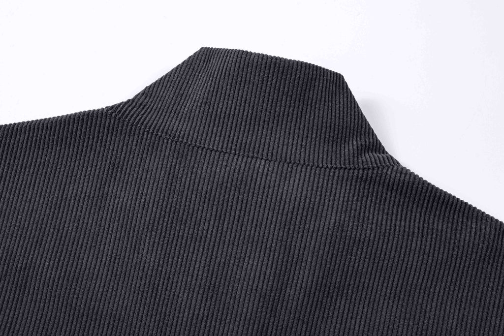 Dokotoo Men Men's Corduroy Sweatshirt Casual Long Sleeve Stand Collar Knitted Pullover Button Sweaters with Pockets