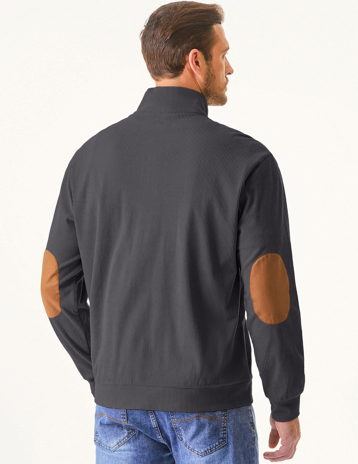Dokotoo Men Men's Corduroy Sweatshirt Casual Long Sleeve Stand Collar Knitted Pullover Button Sweaters with Pockets