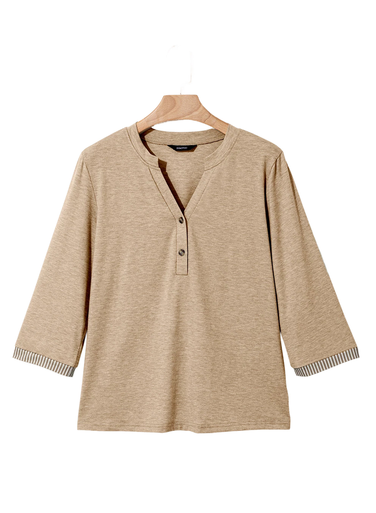 Dokotoo Womens Tops Fall 3/4 Length Sleeve Fashion Solid T-Shirts