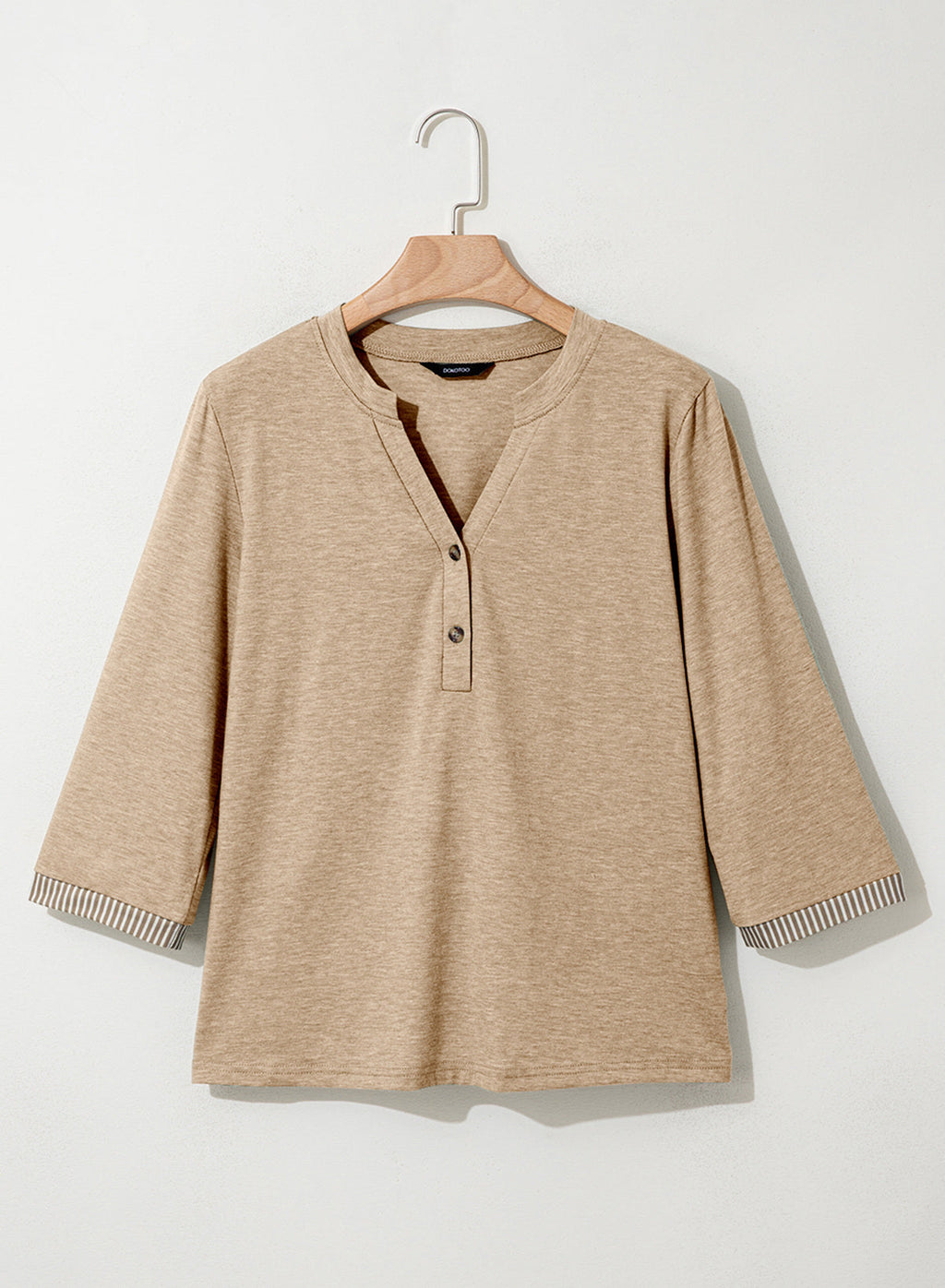 Dokotoo Womens Tops Fall 3/4 Length Sleeve Fashion Solid T-Shirts