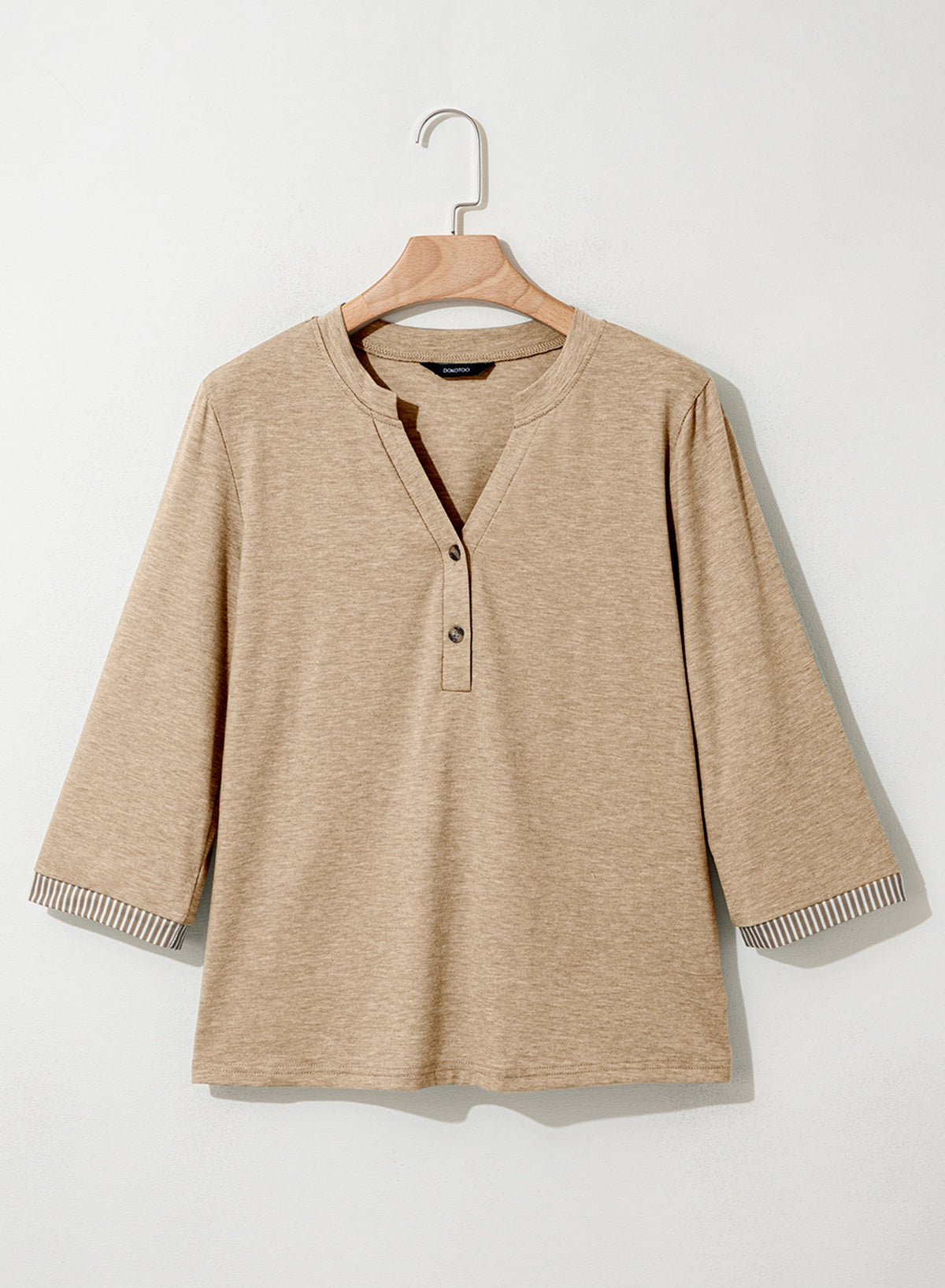 Dokotoo Womens Tops Fall 3/4 Length Sleeve Fashion Solid T-Shirts
