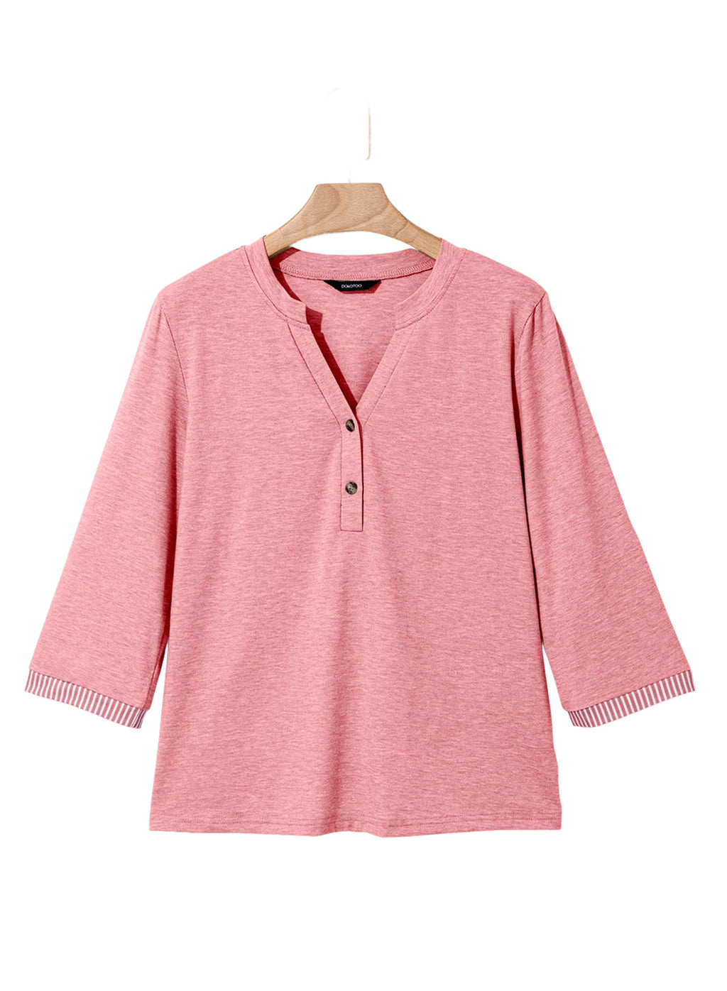 Dokotoo Womens Tops Fall 3/4 Length Sleeve Fashion Solid T-Shirts