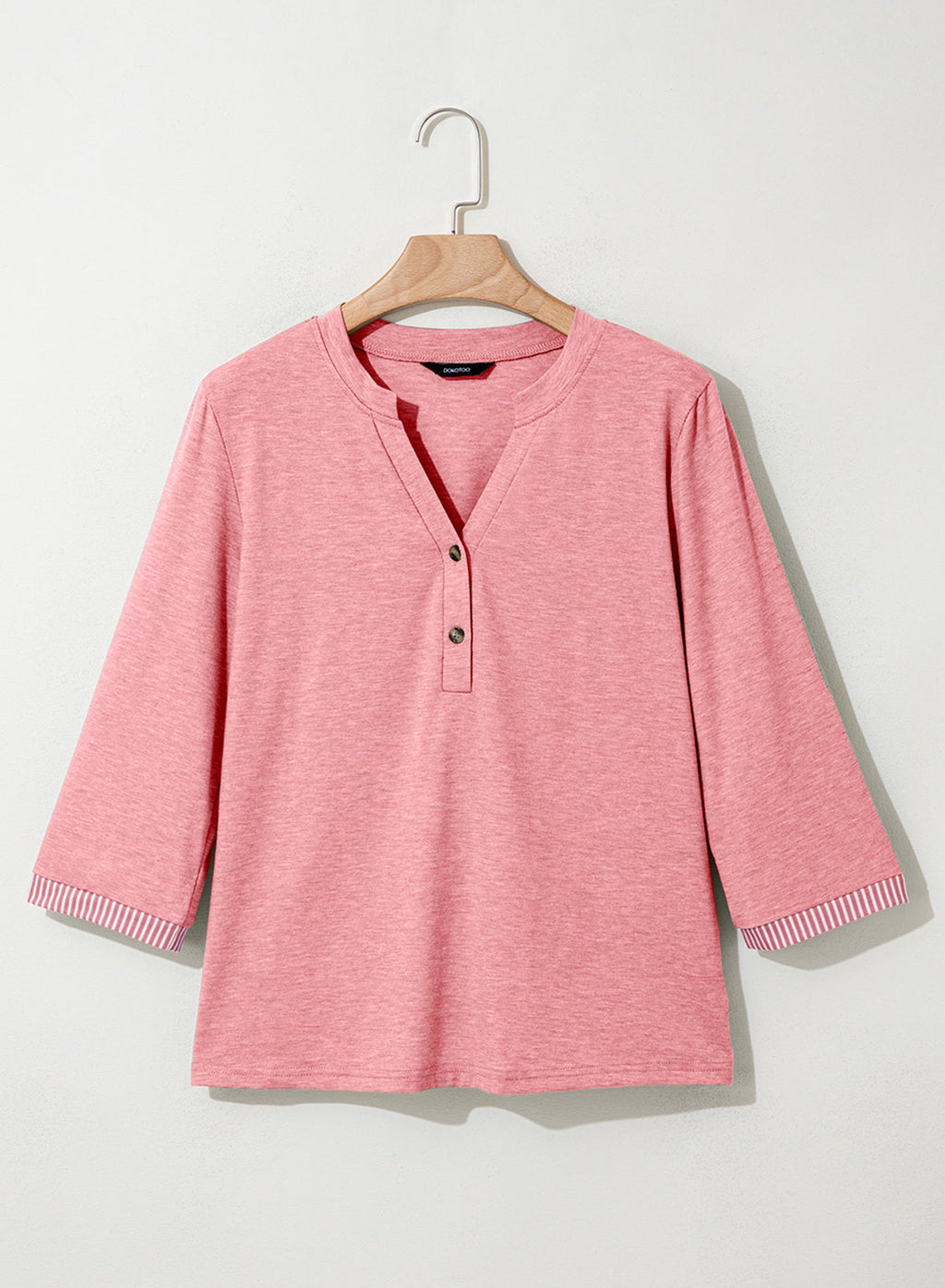 Dokotoo Womens Tops Fall 3/4 Length Sleeve Fashion Solid T-Shirts