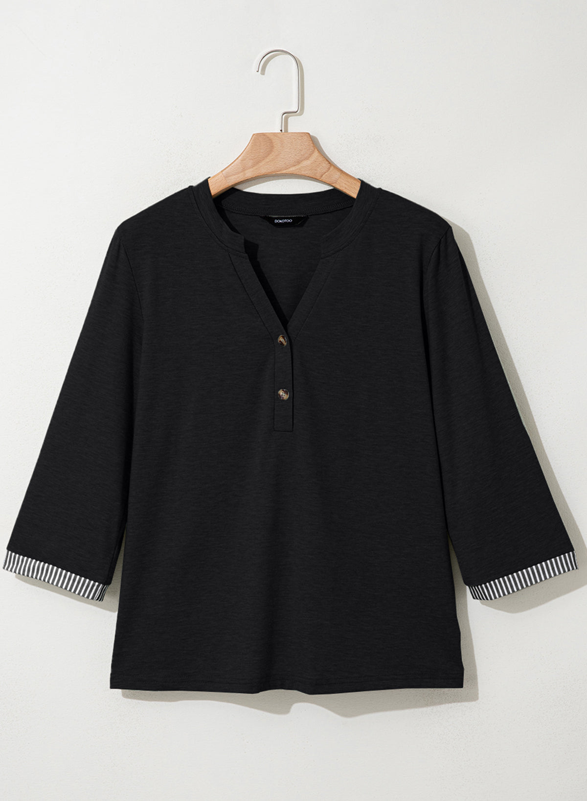 Dokotoo Womens Tops Fall 3/4 Length Sleeve Fashion Solid T-Shirts