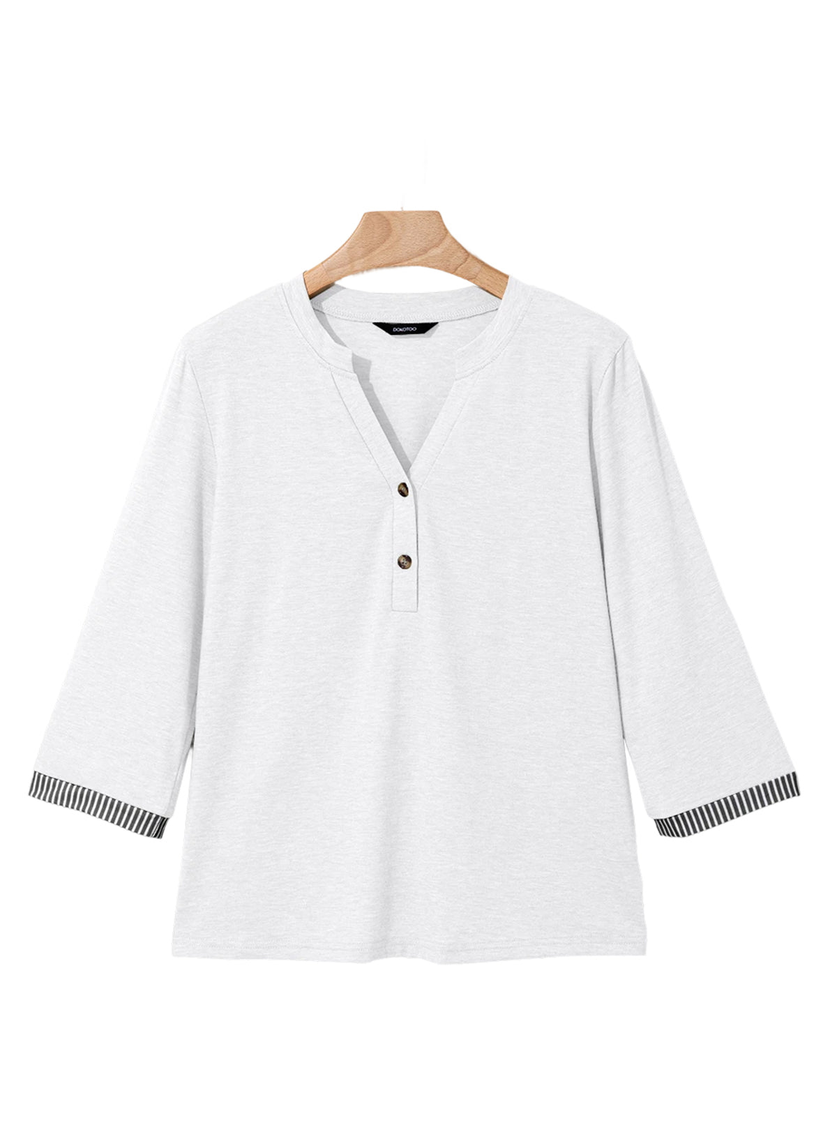 Dokotoo Womens Tops Fall 3/4 Length Sleeve Fashion Solid T-Shirts