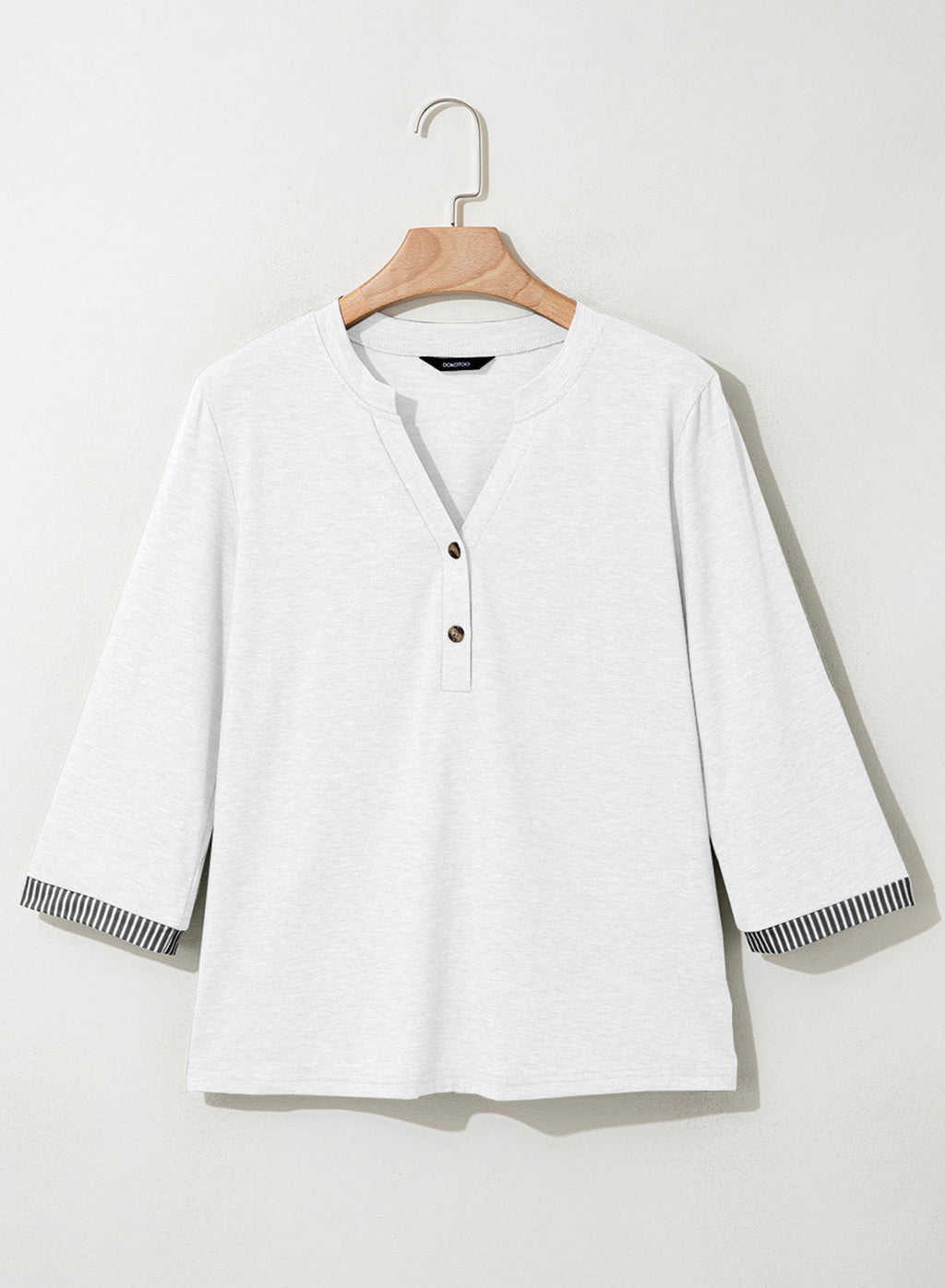 Dokotoo Womens Tops Fall 3/4 Length Sleeve Fashion Solid T-Shirts