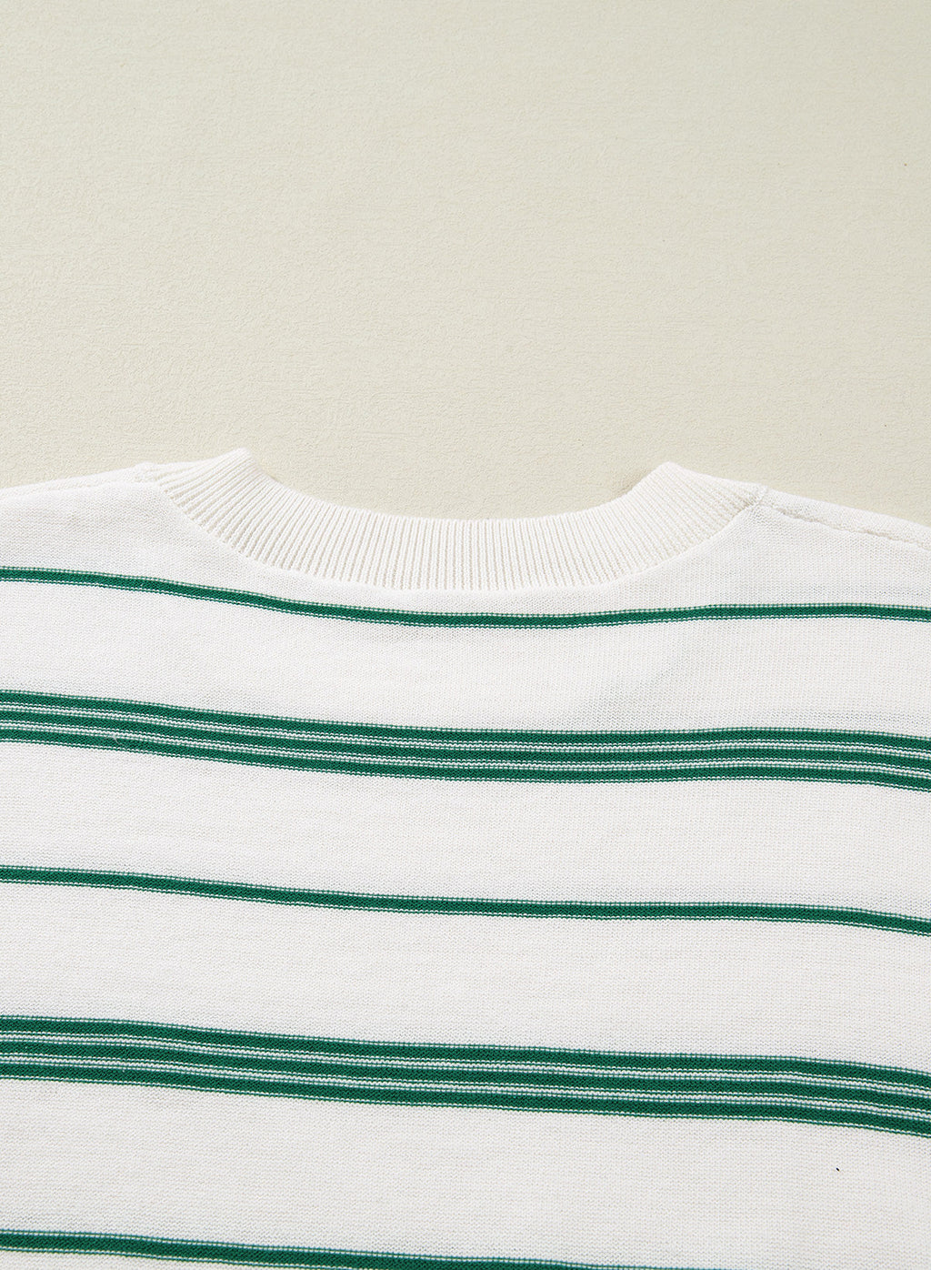 Drop Shoulder Ribbed Trim Loose Half Sleeve Sweater