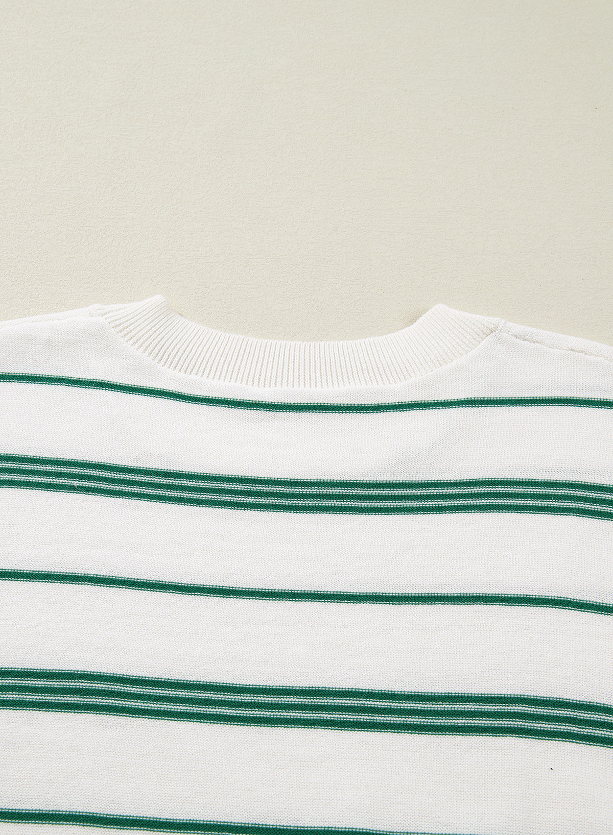 Drop Shoulder Ribbed Trim Loose Half Sleeve Sweater