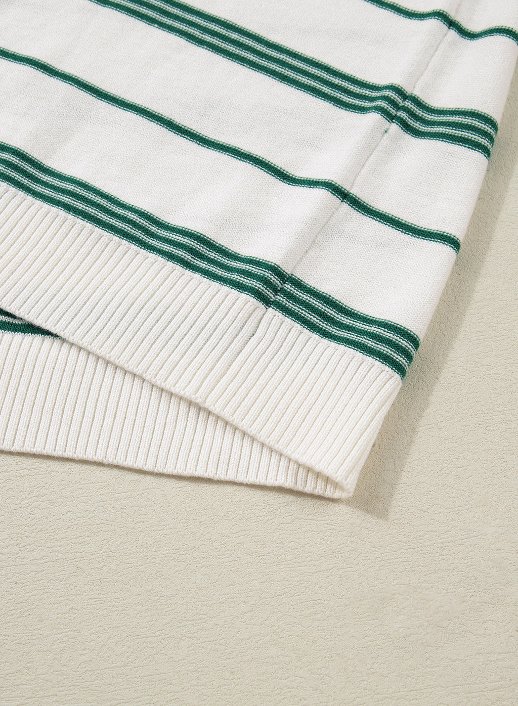 Drop Shoulder Ribbed Trim Loose Half Sleeve Sweater