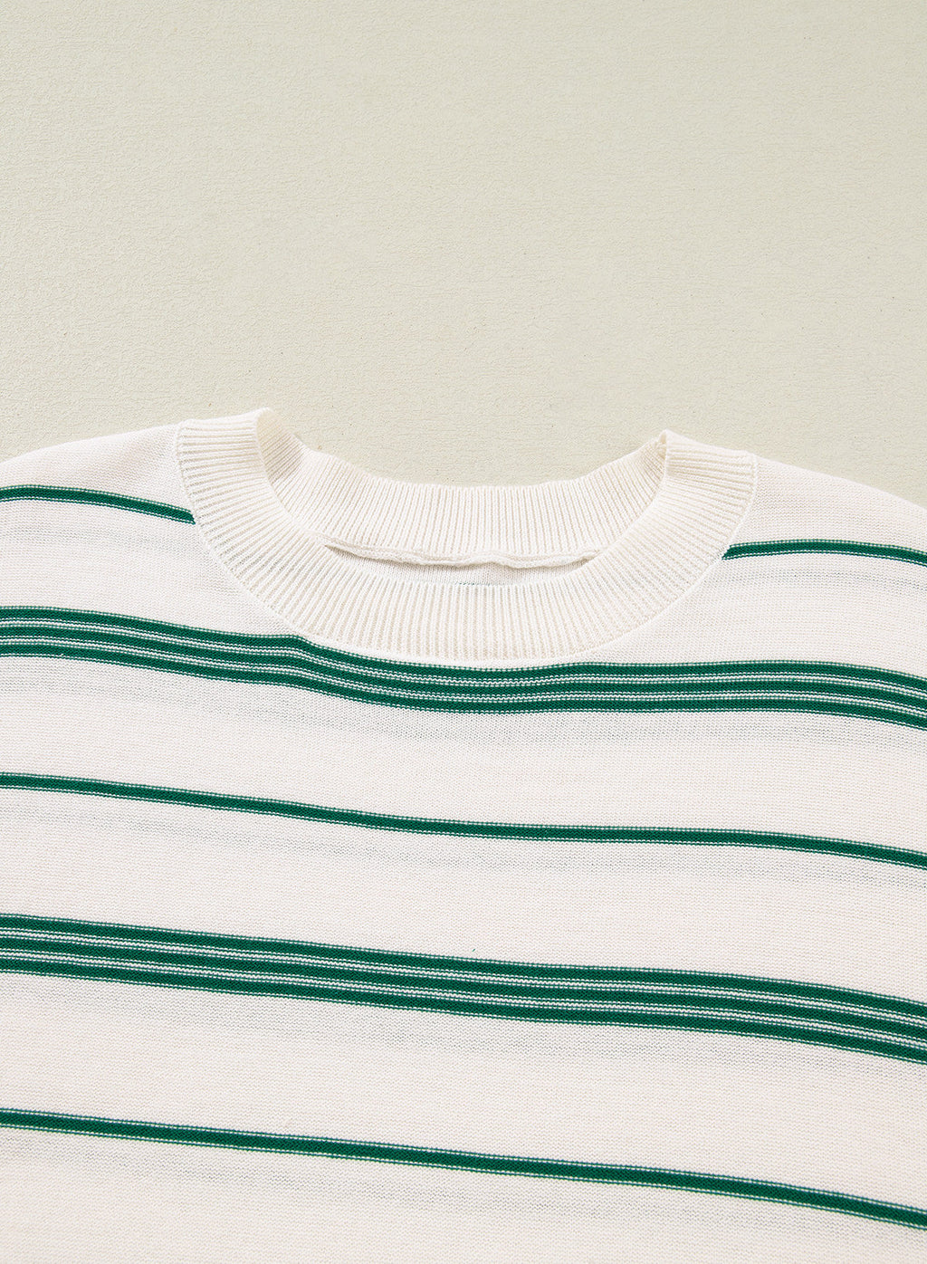 Drop Shoulder Ribbed Trim Loose Half Sleeve Sweater