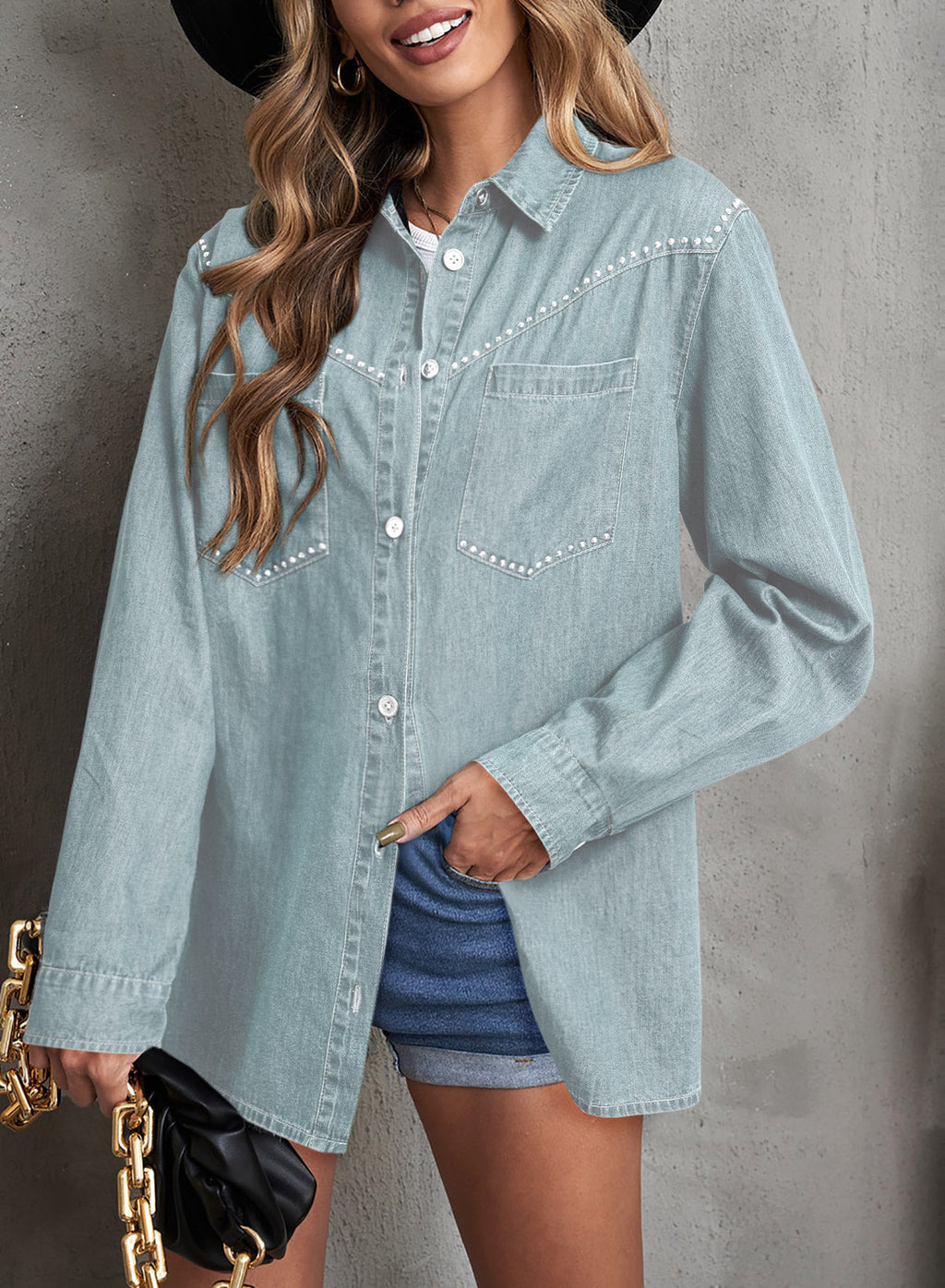 Denim jacket with diamonds