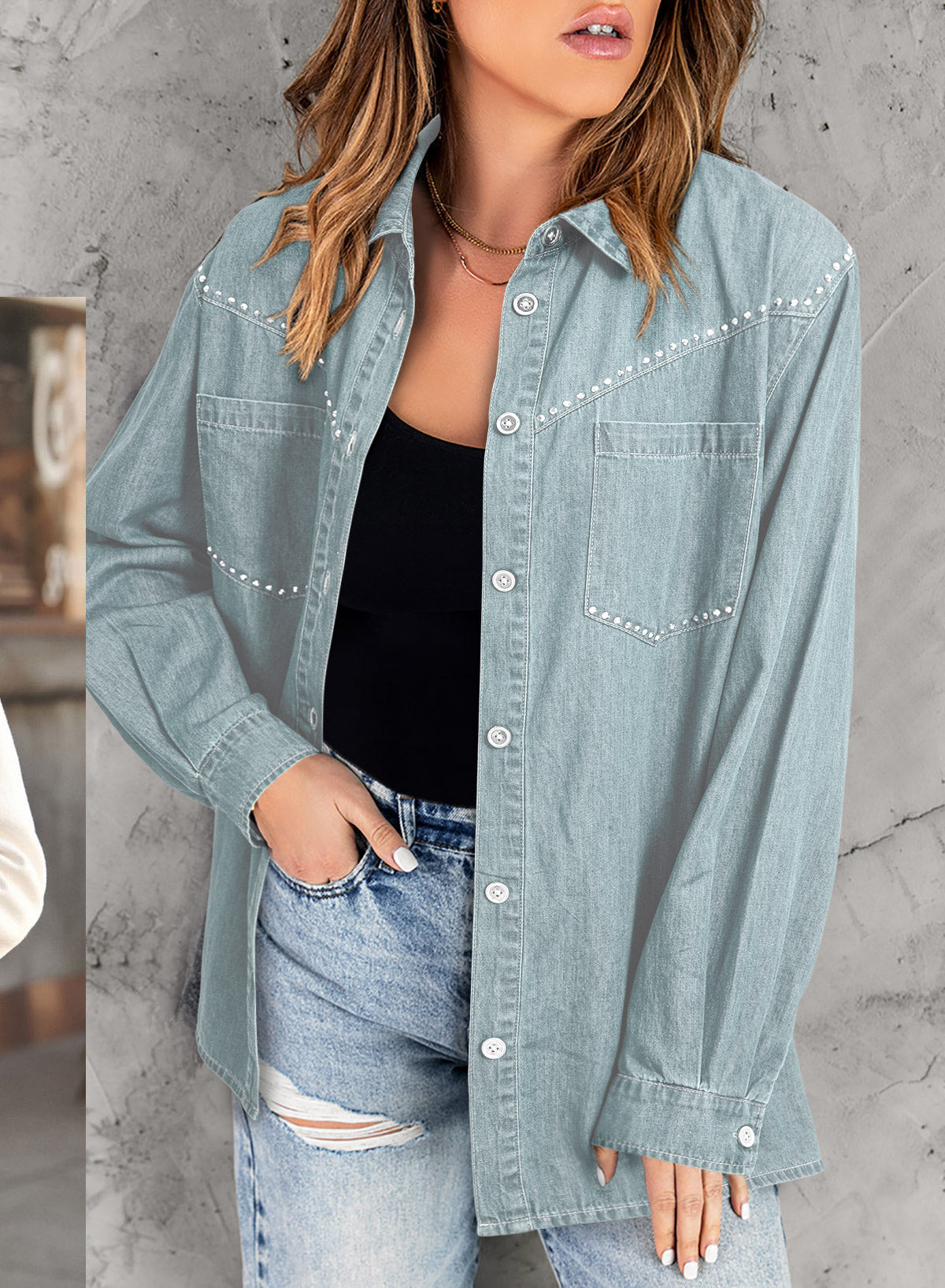 Denim jacket with diamonds