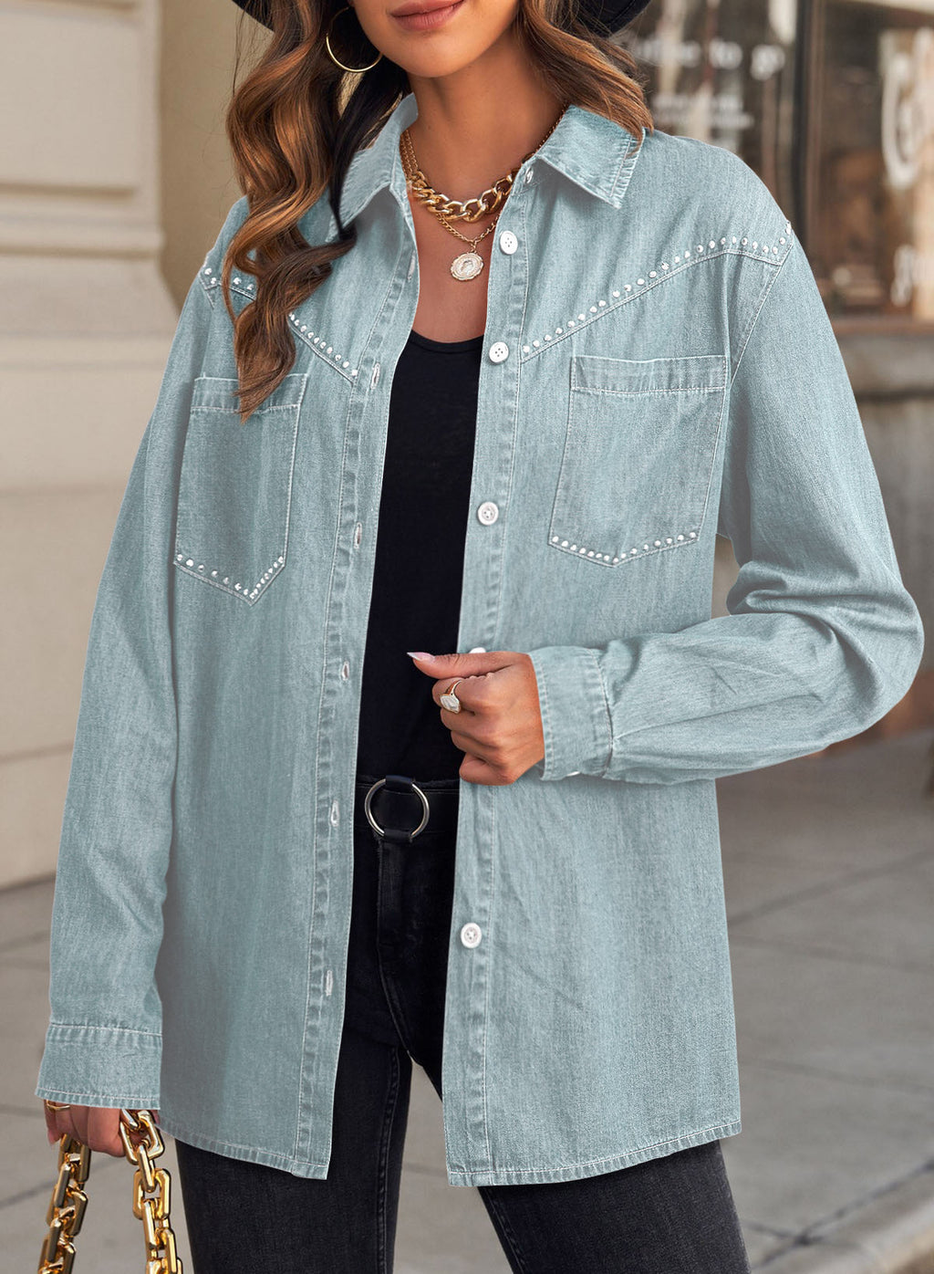 Denim jacket with diamonds