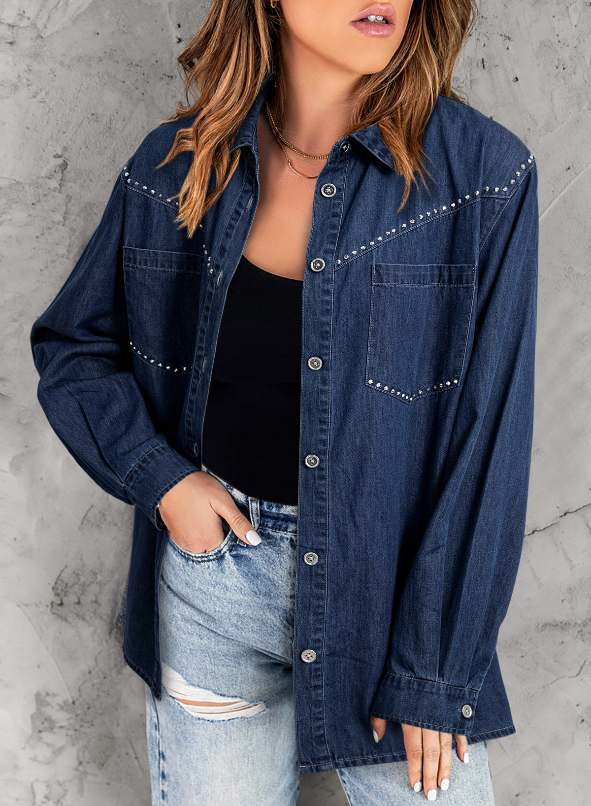 Denim jacket with diamonds