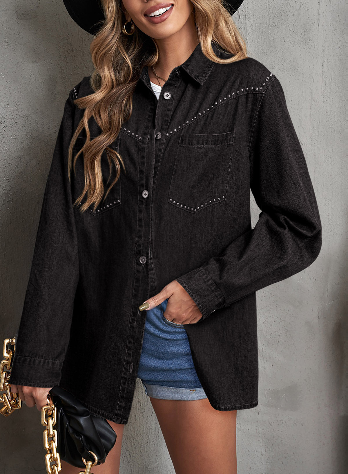 Denim jacket with diamonds