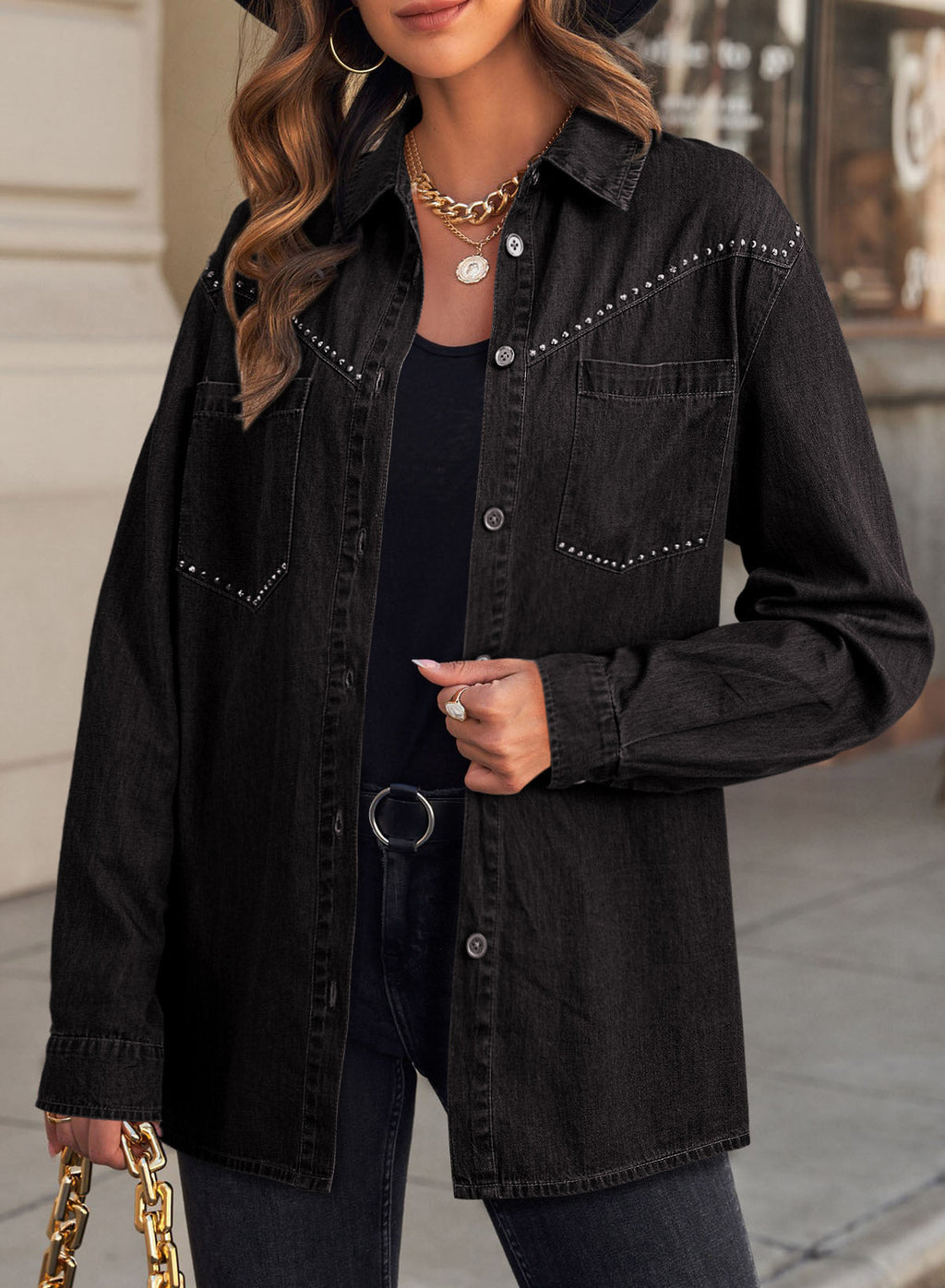 Denim jacket with diamonds