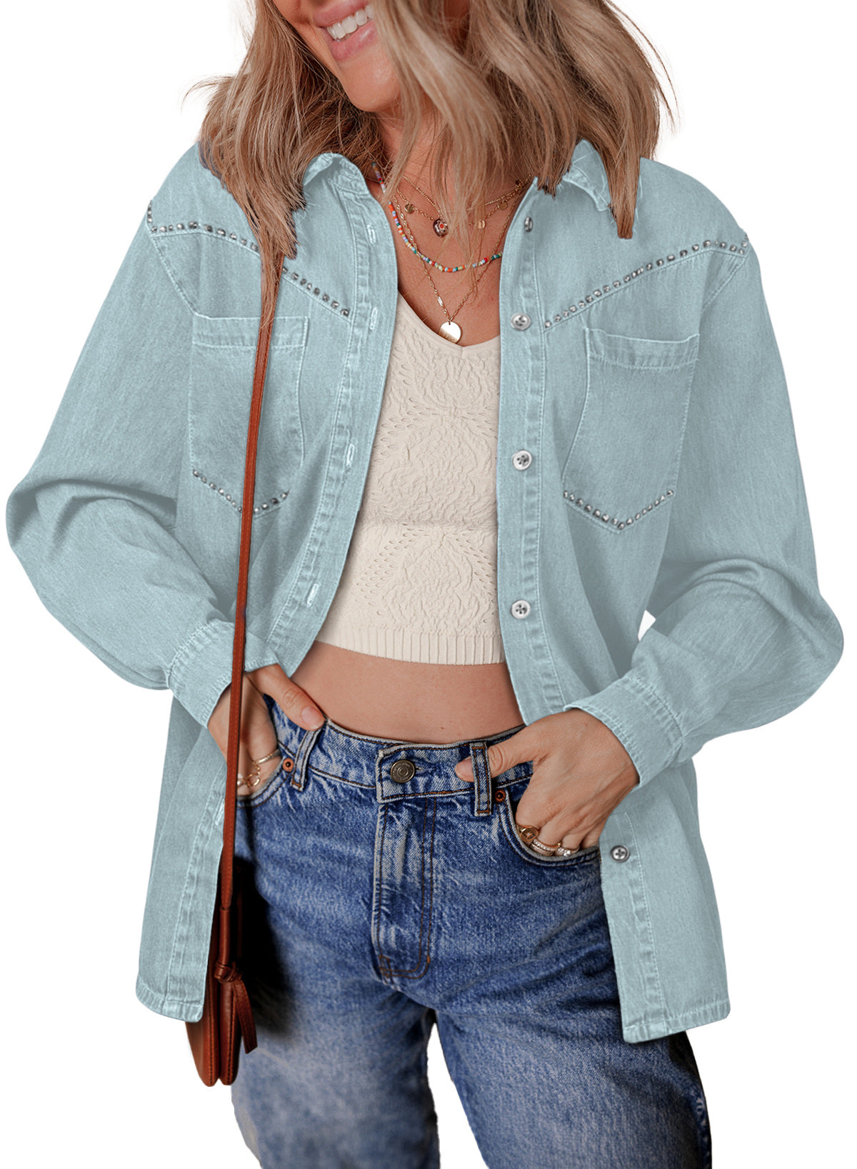 Denim jacket with diamonds