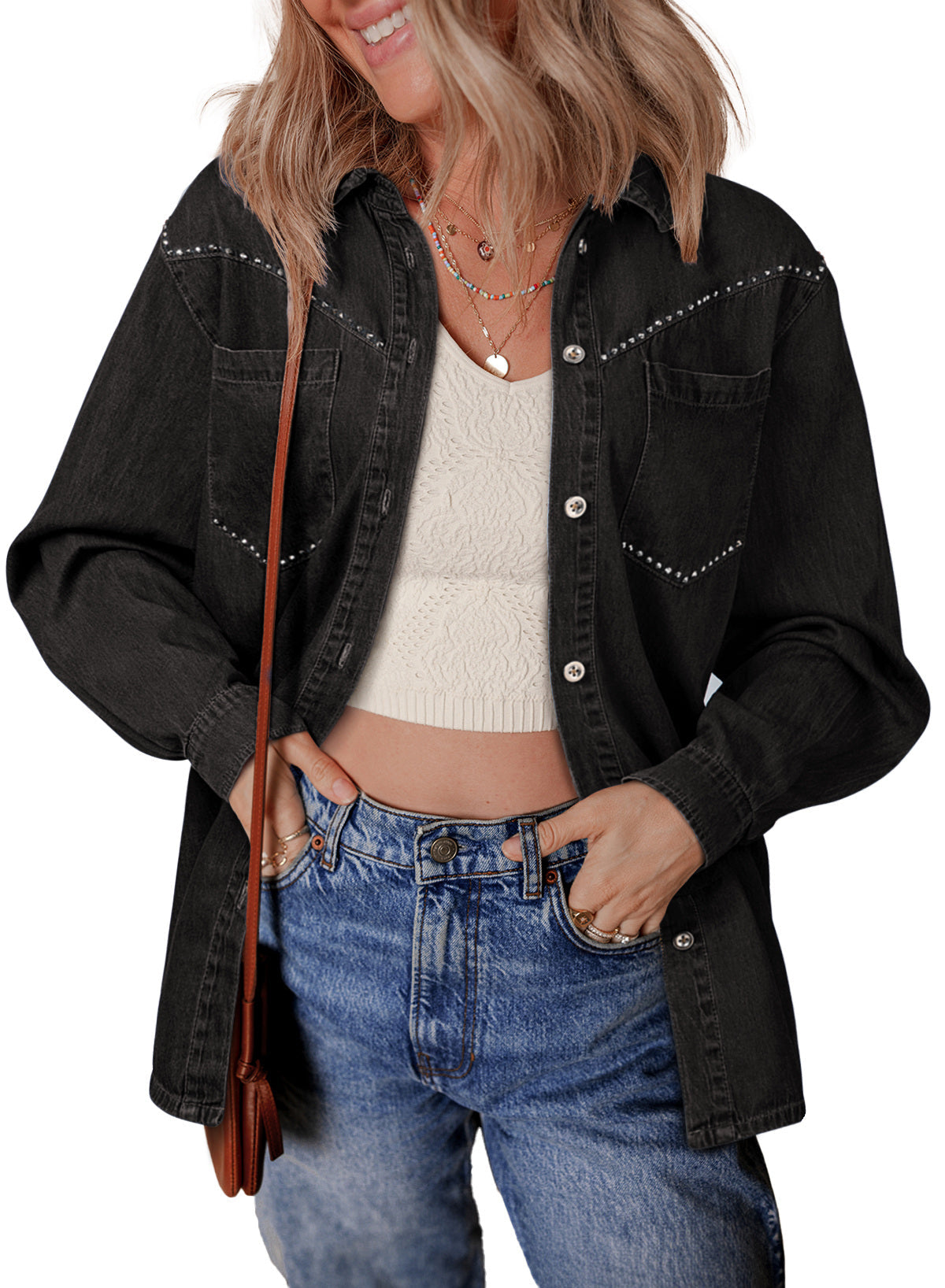 Denim jacket with diamonds