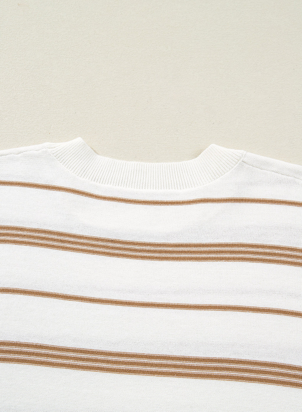 Drop Shoulder Ribbed Trim Loose Half Sleeve Sweater