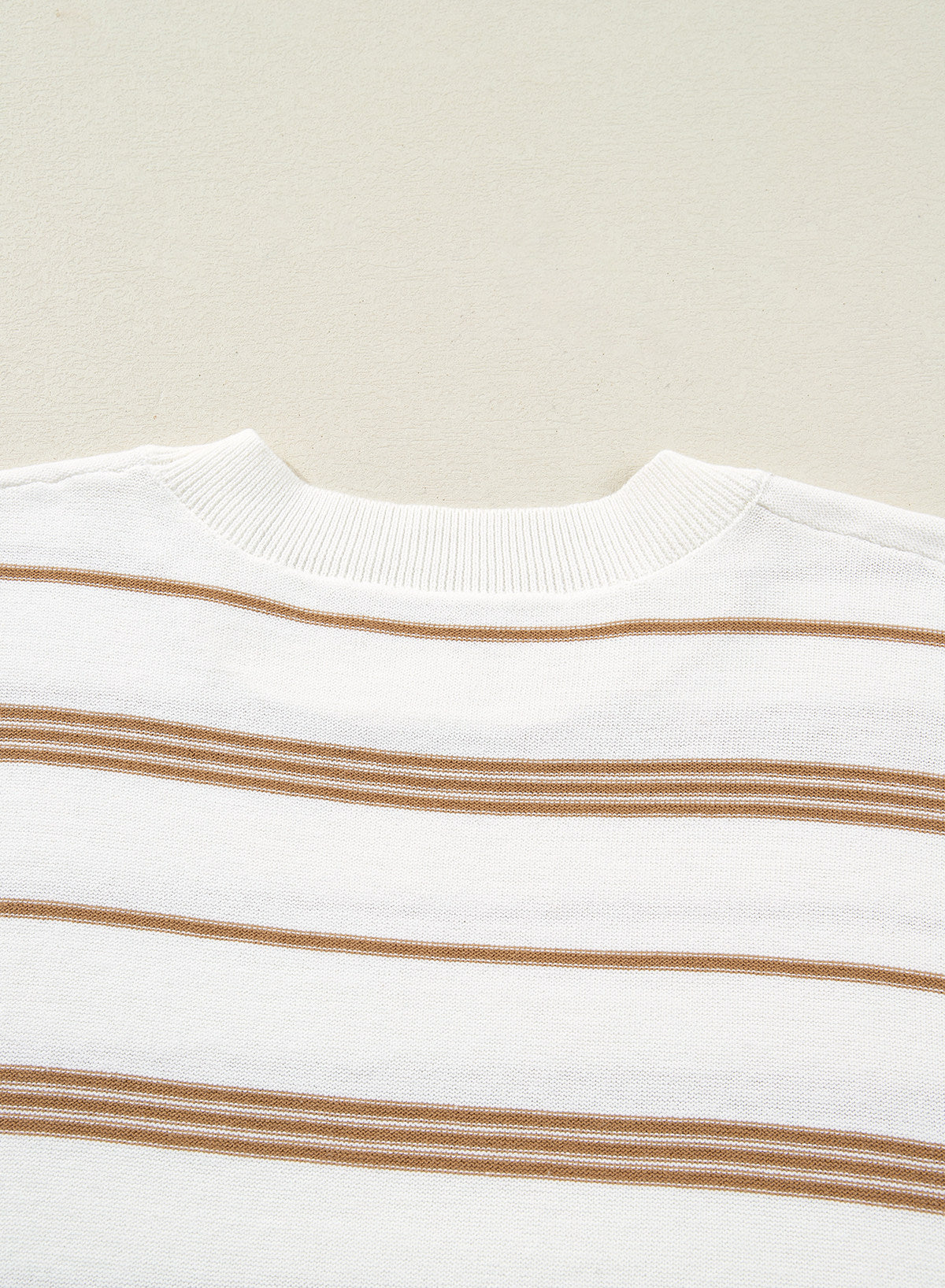 Drop Shoulder Ribbed Trim Loose Half Sleeve Sweater